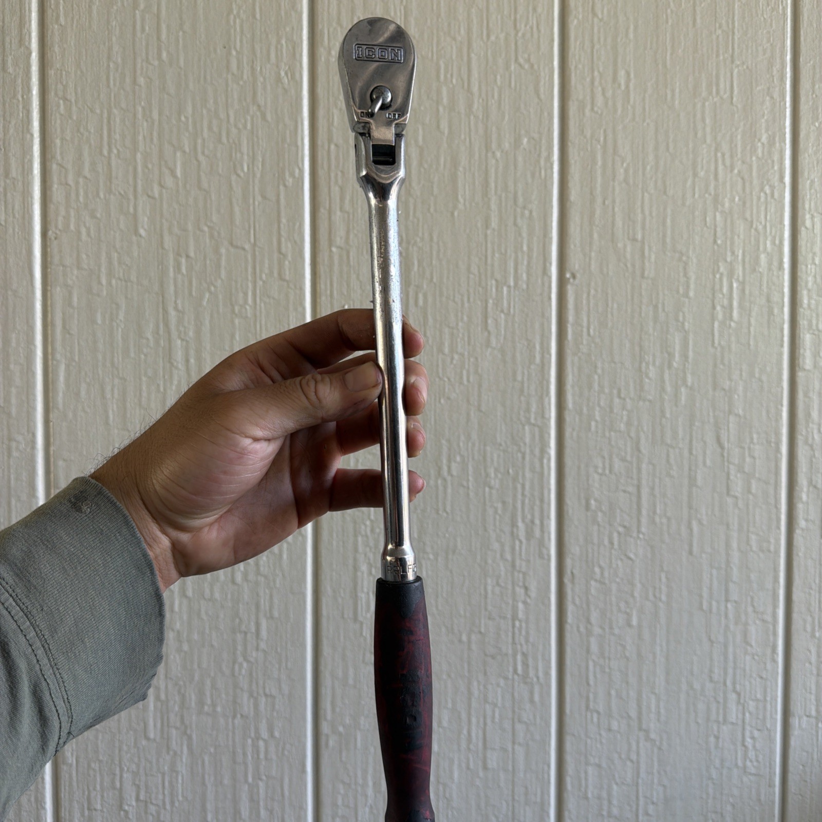 ICON 3/8 in. Drive Professional Long-Reach Flex-Head Ratchet with Comfort Grip