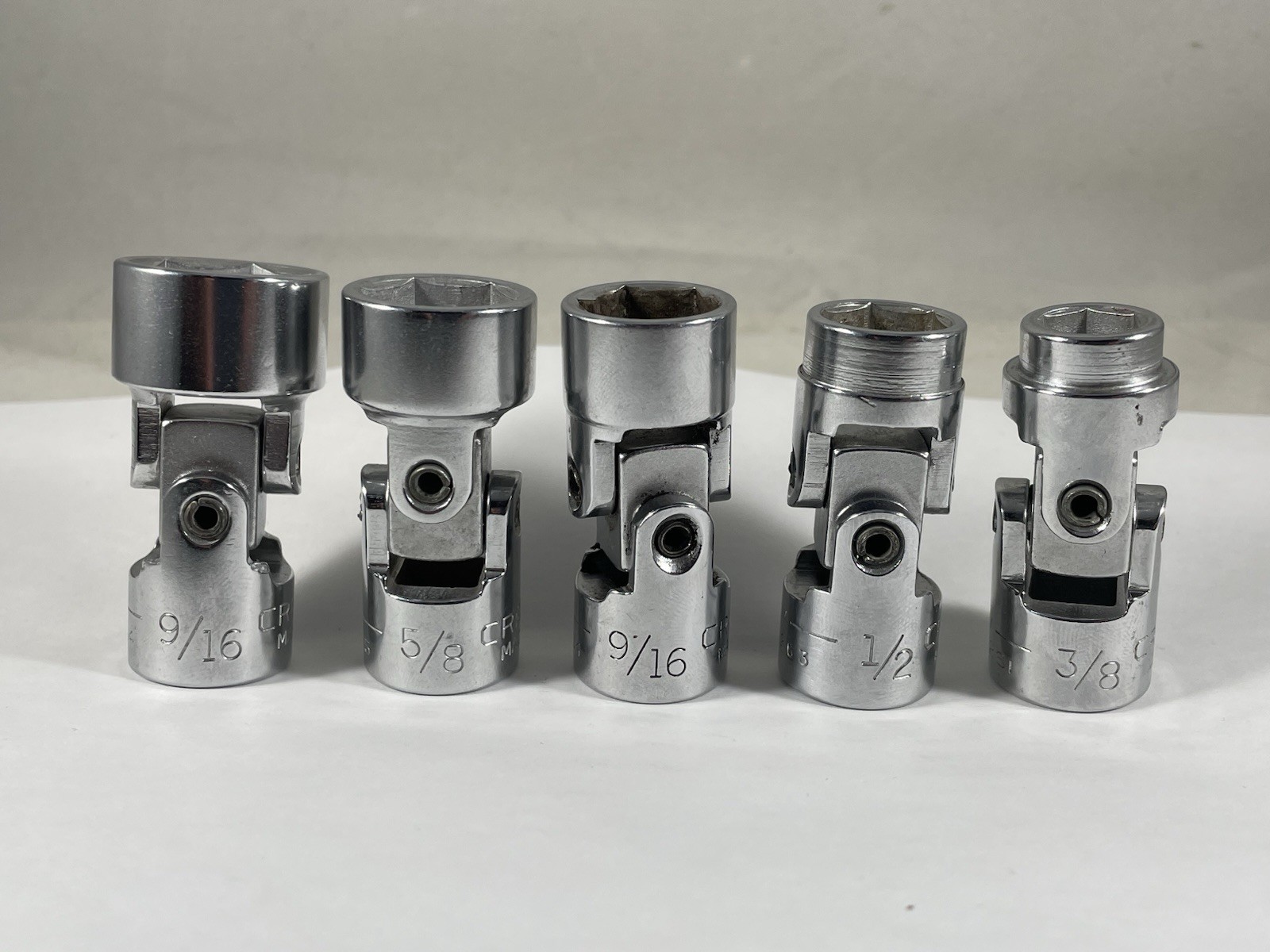 Vintage Craftsman USA 3/8” Drive, Swivel Socket Lot Of 5, 3/8 1/2 9/16 5/8 11/16