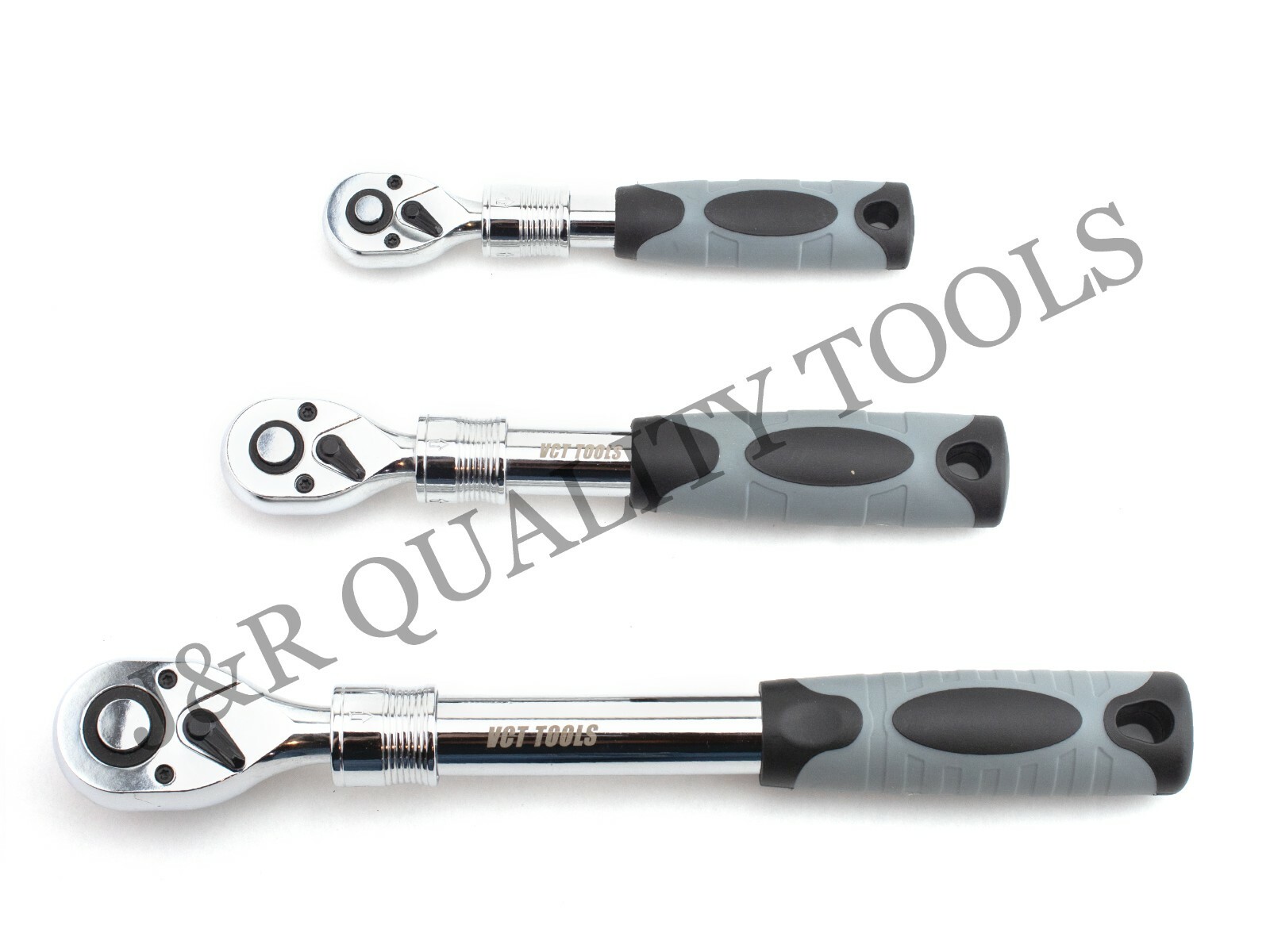 1/4″ 3/8″ & 1/2″ drive Long Handle Ratchet Socket Wrench 3pc Tool Set Extendable