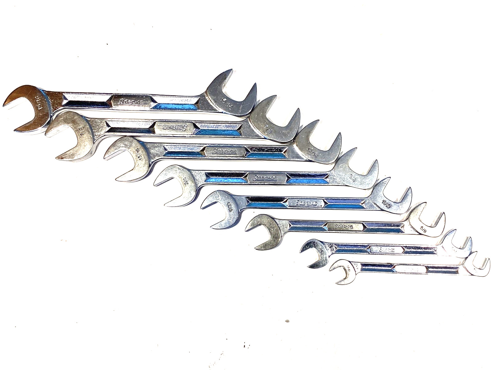 Snap On Tools USA 8 Piece 4 Way Angle Head Open End Wrench Set 7/16” To 15/16”