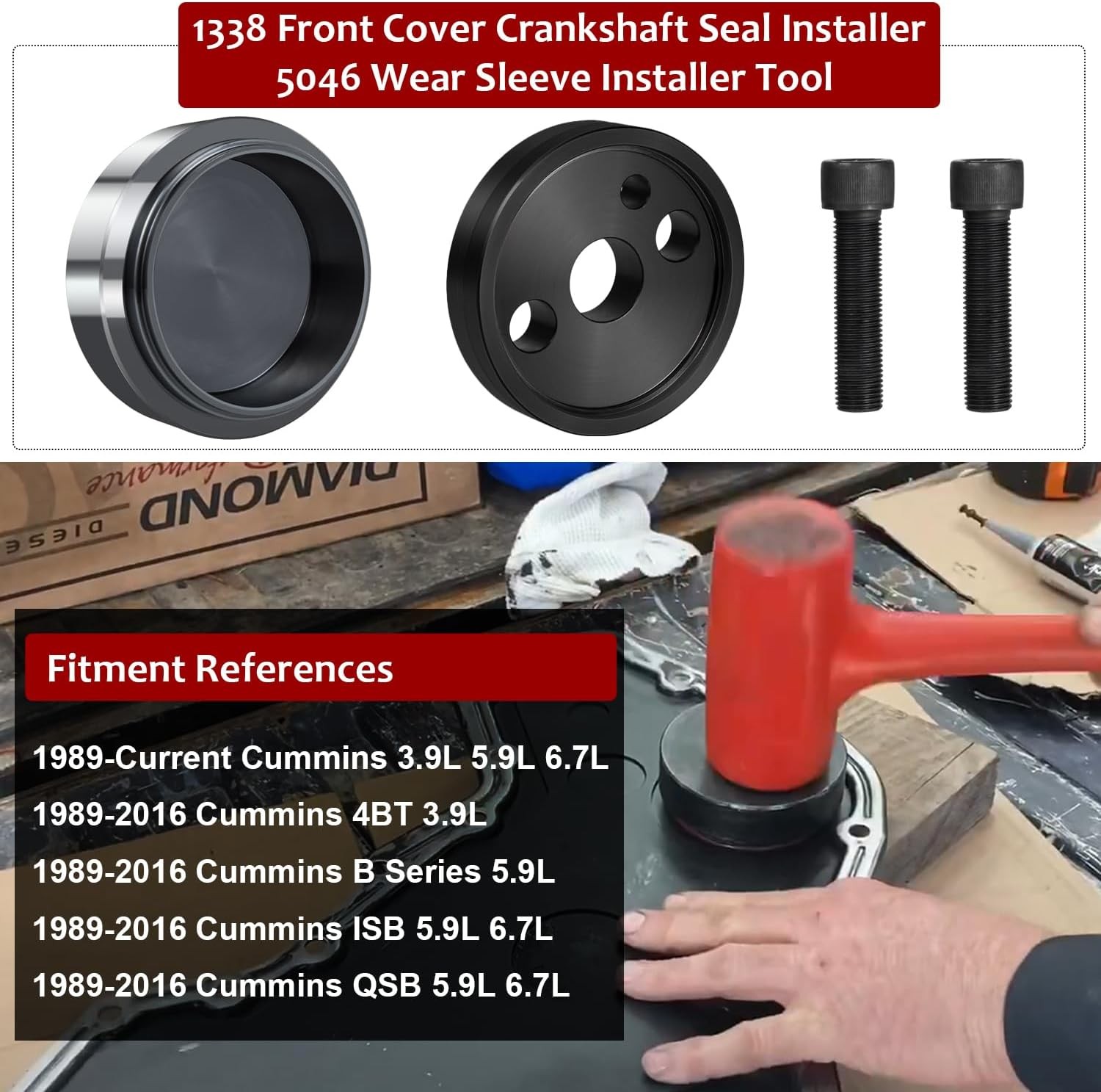 Front Cover Crankshaft Seal & Wear Sleeve Installer Tool For Cummins 5.9L 6.7L