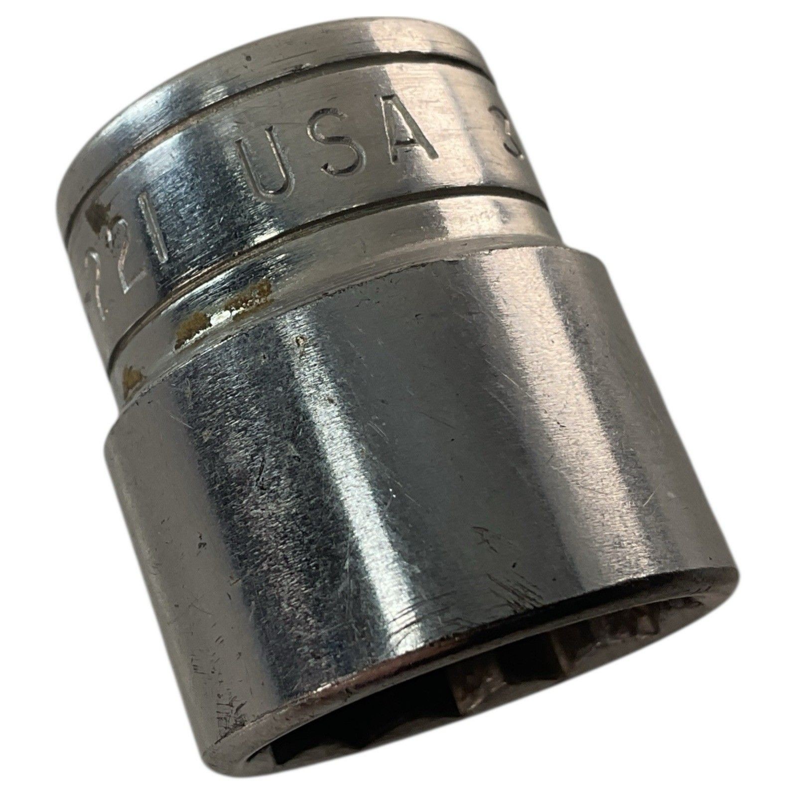 Snap-On Chrome Socket F-221 11/16″ SAE 12pt 3/8″ Drive Shallow USA Mechanic Tool
