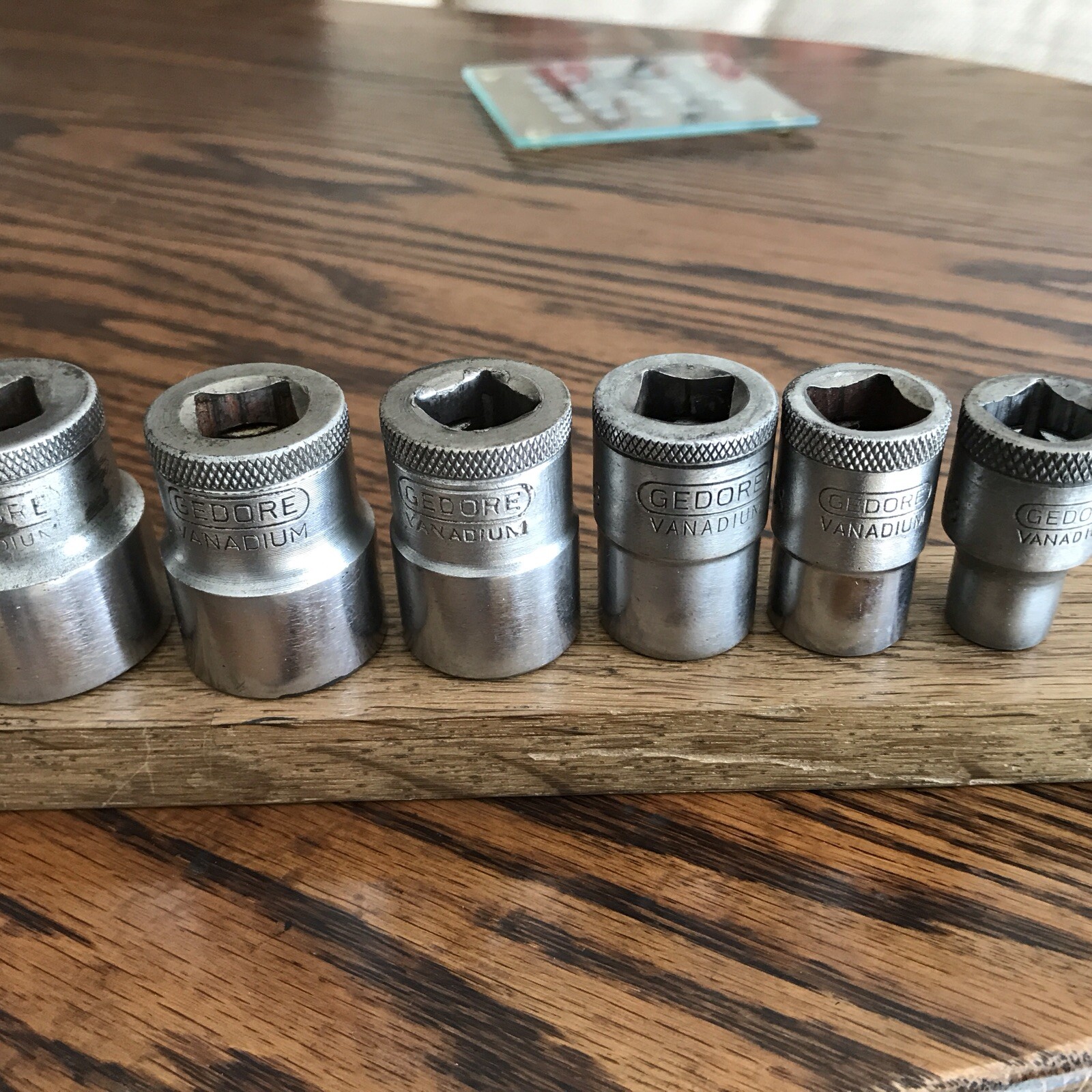 6 Gedore 9/16” To 3/16”Whitworth Sockets With 1/2″Drive.