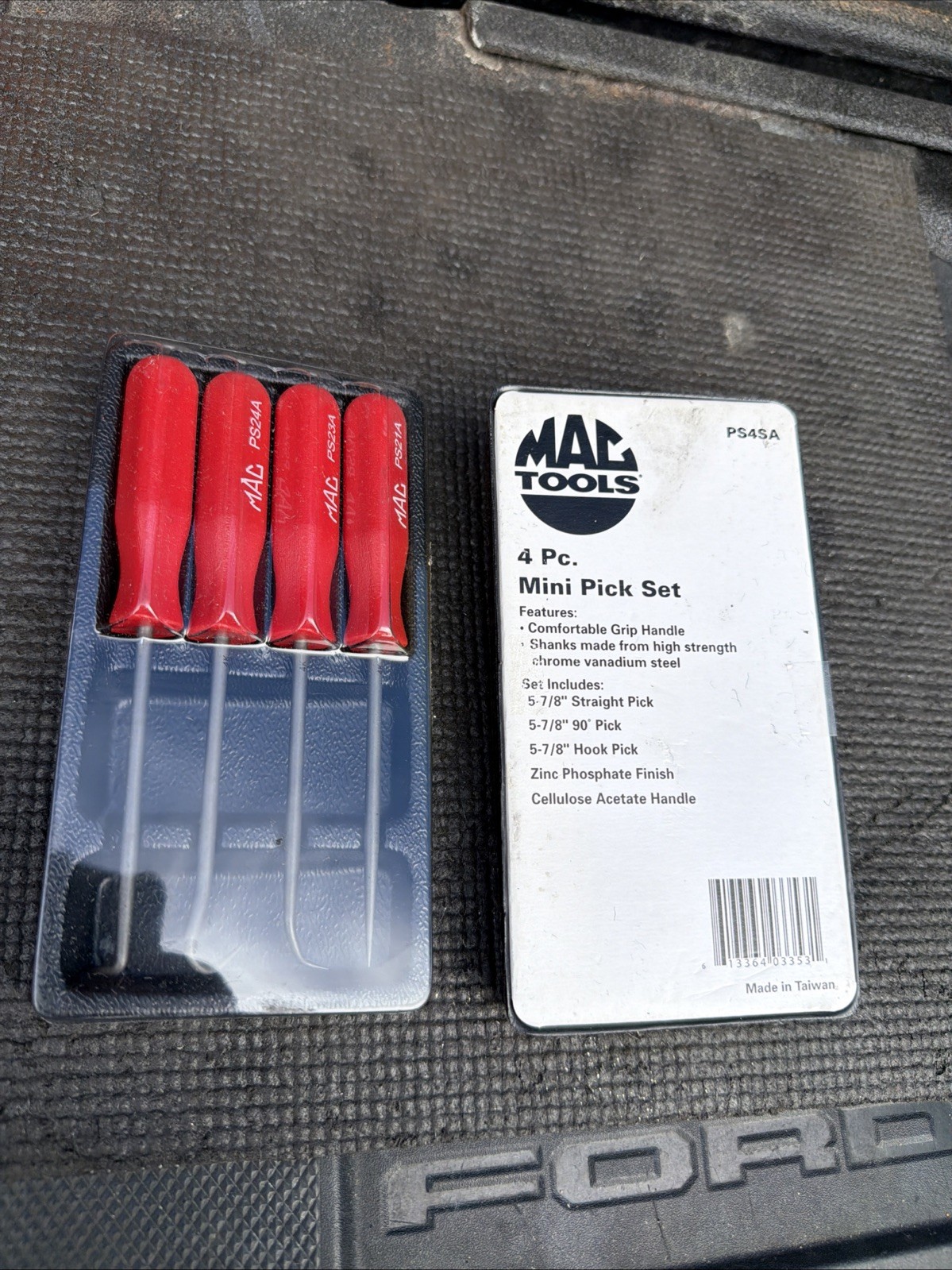 Mac Tools Rare Red Hard Handle Mini Auto Pick Set Ps4SA NEW OLD STOCK Comfort Gp