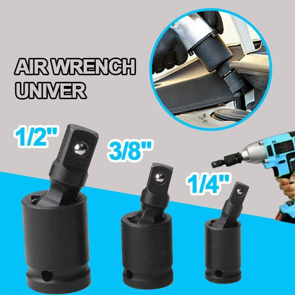 Set of 3 Universal Joint Swivel Socket Adapter Set 1/4″ 3/8″ 1/2″ Impact Joint