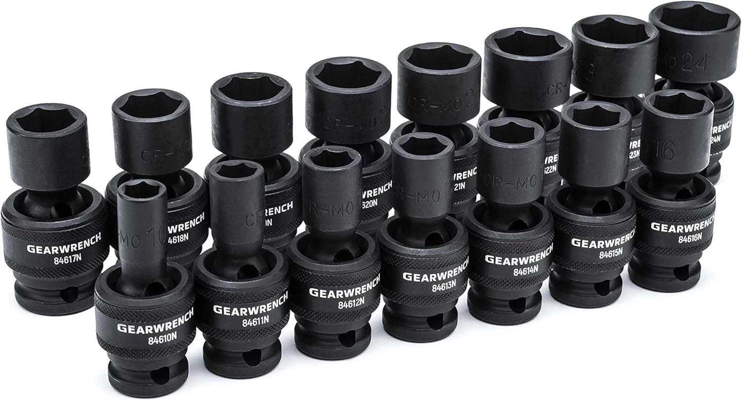 Professional 1/2-Inch 6 Point Metric Impact Socket Set – 15 Piece Chrome Moly
