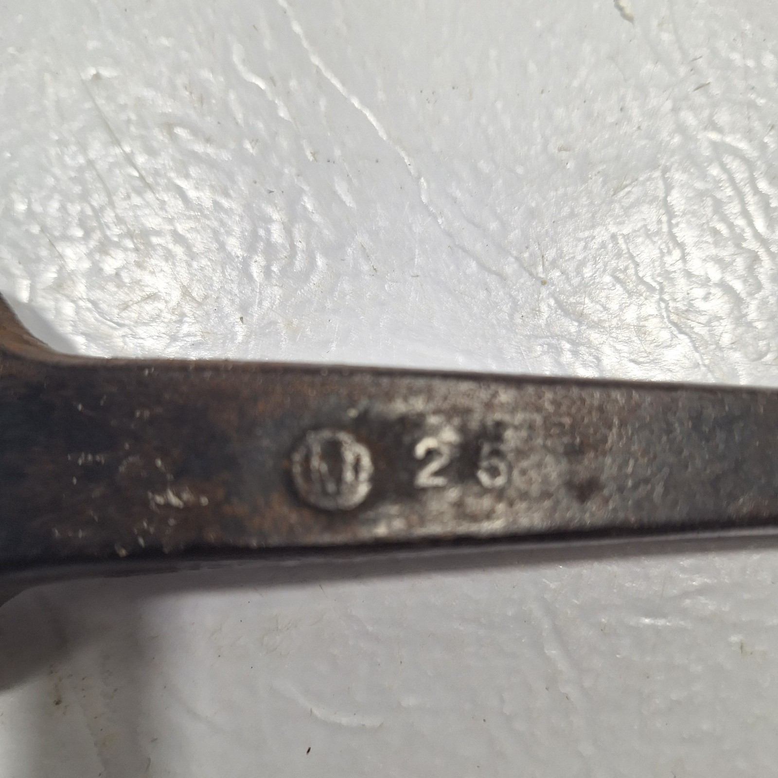 Vintage Ford Script Offset Wrench Forged Steel Circle M 25 War Era Ford Tool 10″