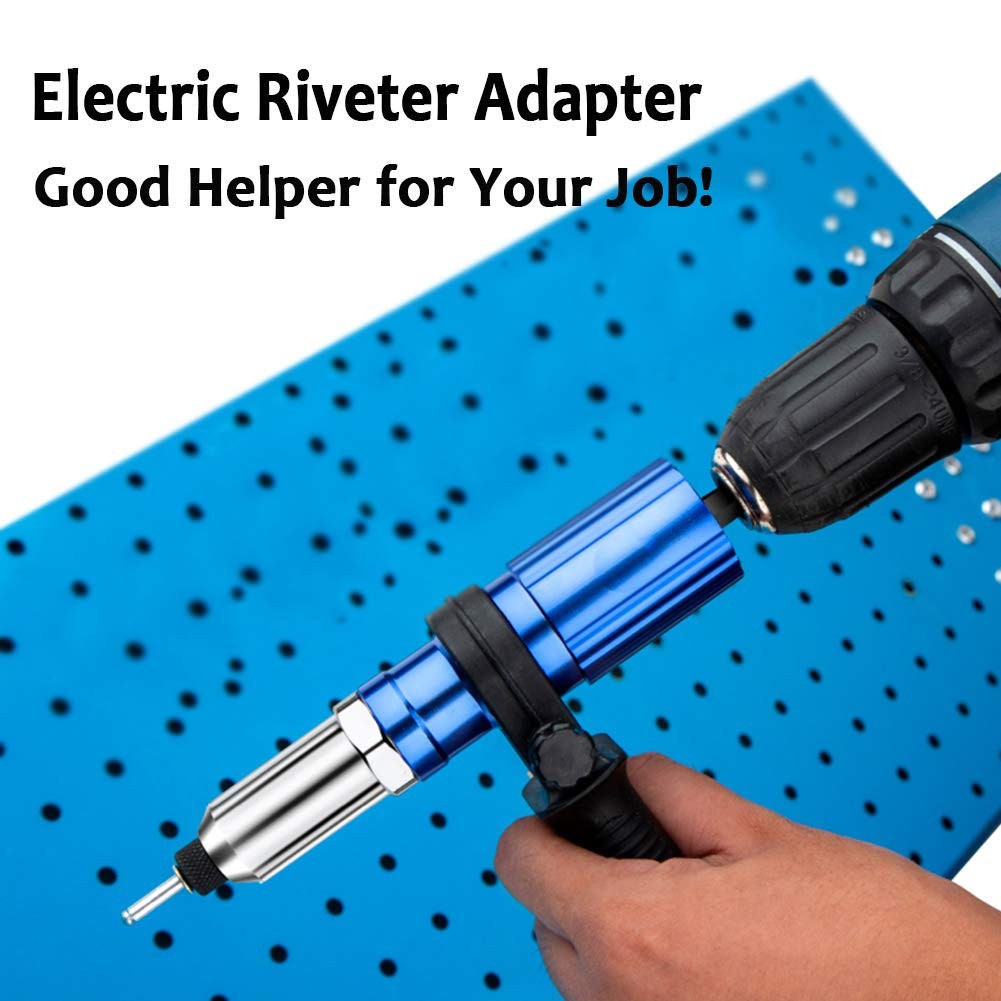 POWLAB Professional Electric Rivet Gun Adapter Kit – Cordless Riveting Blue
