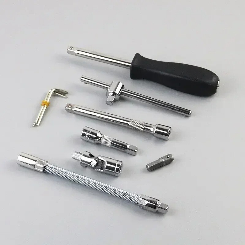 46pcs Car Repair Tool Kit 1/4″ Socket Set Ratchet Torque Wrench Mechanic Tools