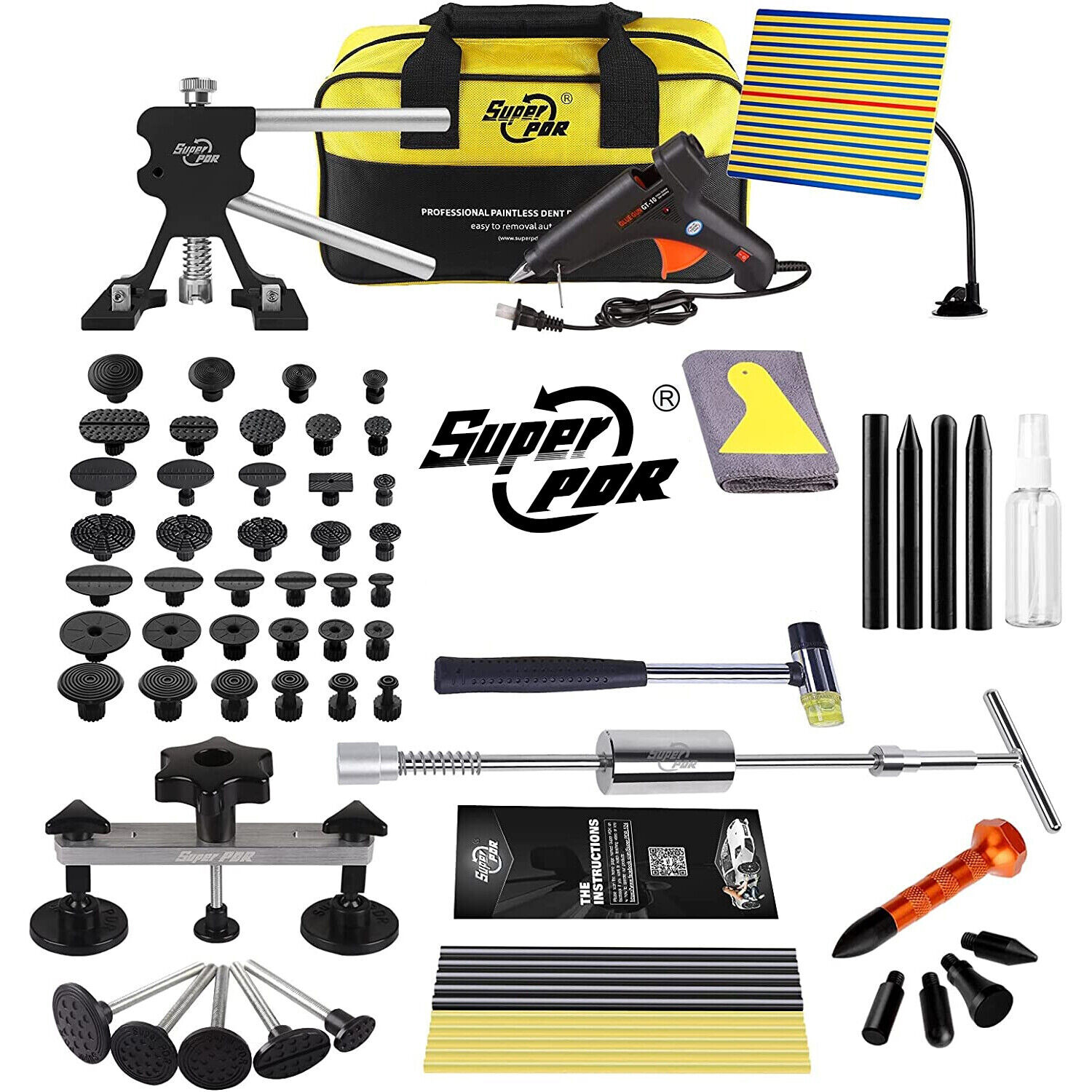 Auto Body Repair Hail Removal Car Paintless Dent Puller Bridge Tool Lifter Kit