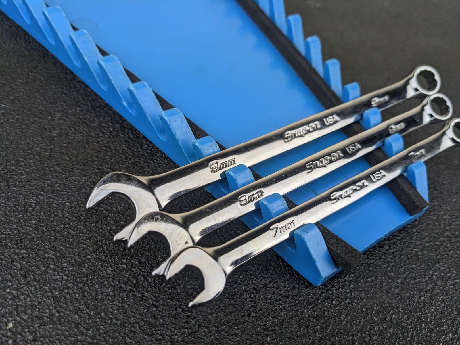 #bp094 Snap-on Tools USA 3pc Metric 7mm – 9mm Flank Drive PLUS Combo Wrench Set