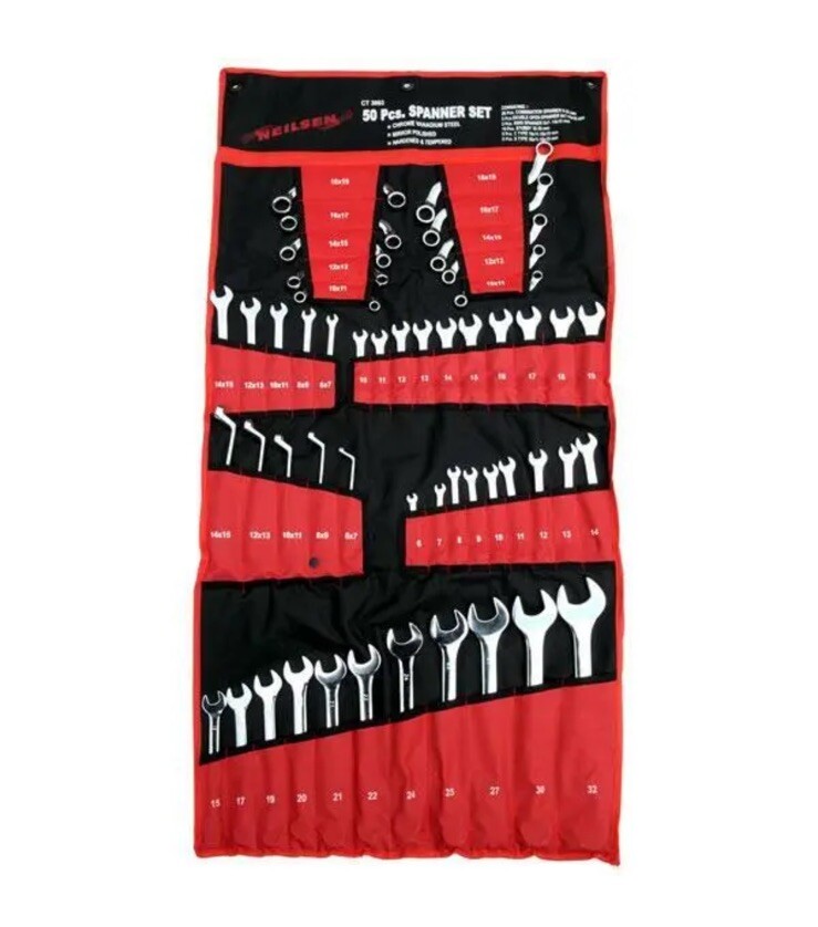 50pc Large Metric Combination Spanner Set 6-32mm Stubby (Genuine Neilsen CT3803)