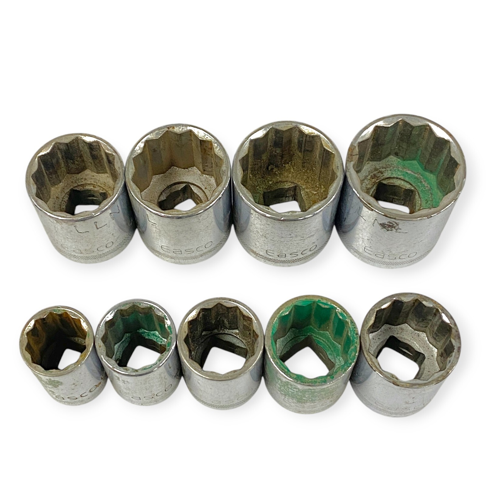 Easco 1/2» Drive 12 Point SAE Socket 5/8 in to 1-1/8 in, 9 pcs Set, Made in USA
