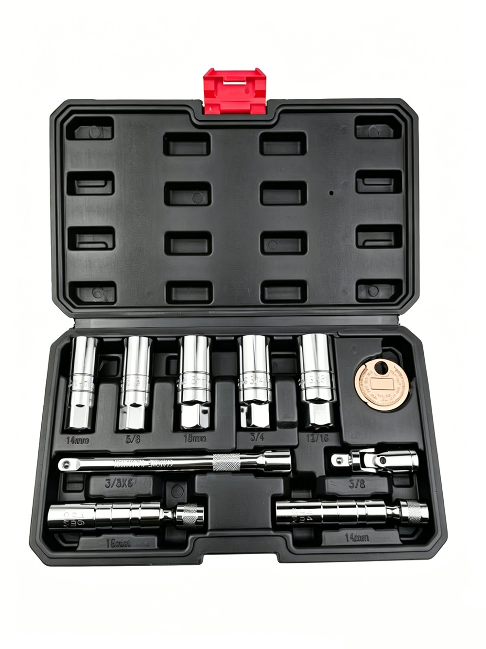 10PCS 3/8 Inch Drive Spark Plug Socket Set 6-Point Include Extension Bar CR-V US