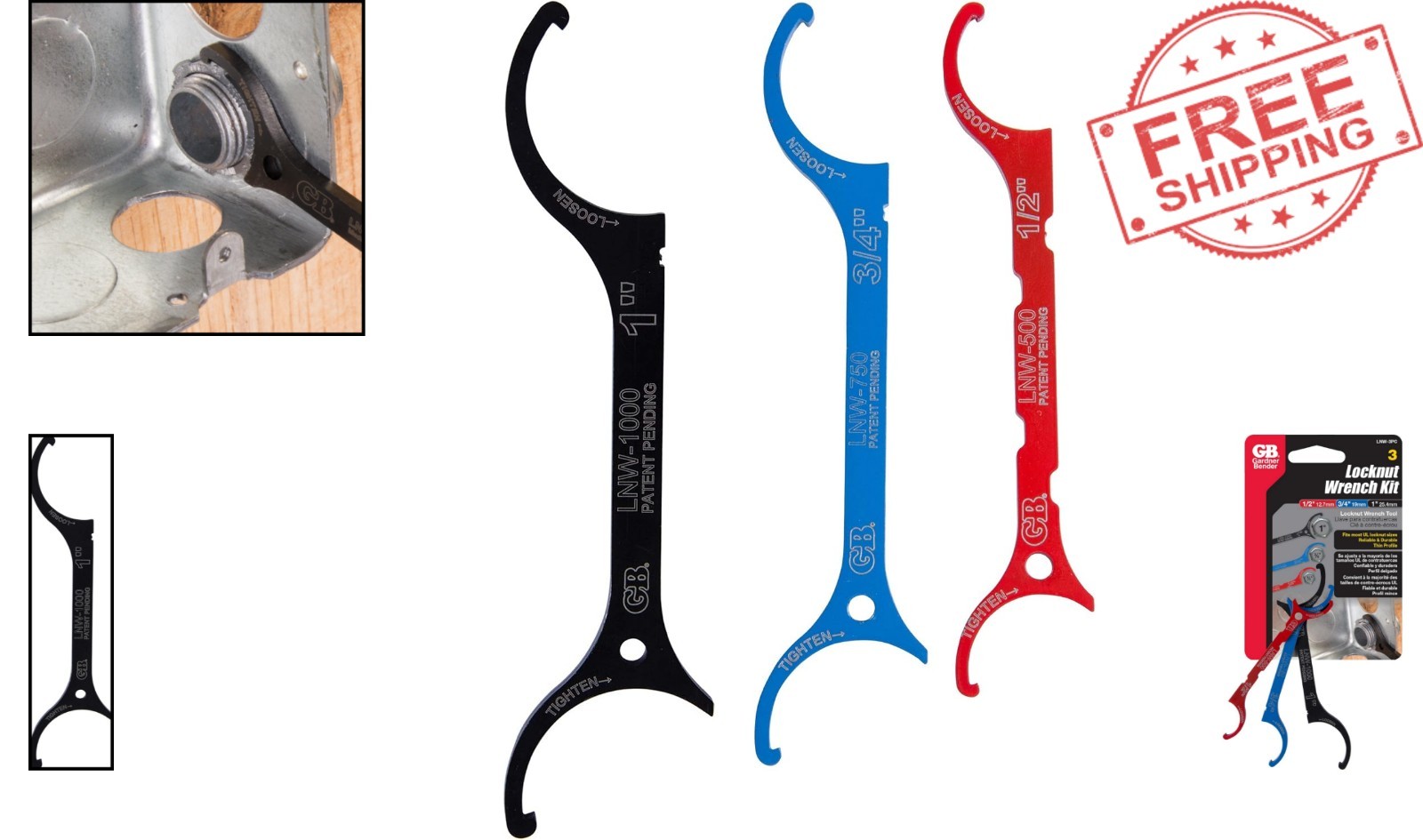 Versatile 3-Piece Locknut Wrench Set – Easy Identification and Maneuvering