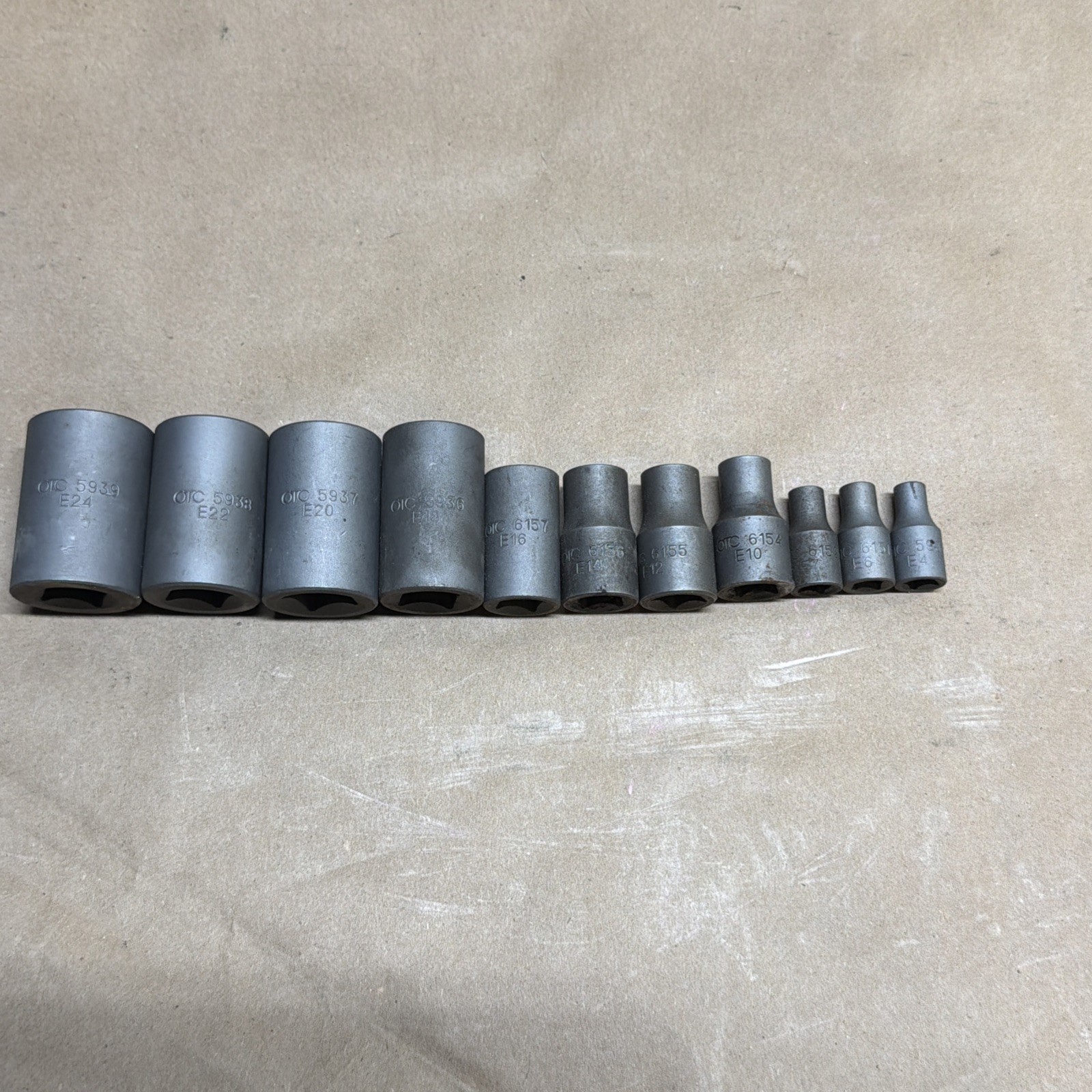 OTC External Torx Bit Sockets Lot of 11 (24,22,20,18,16,14,12,10,7,6,4) Used