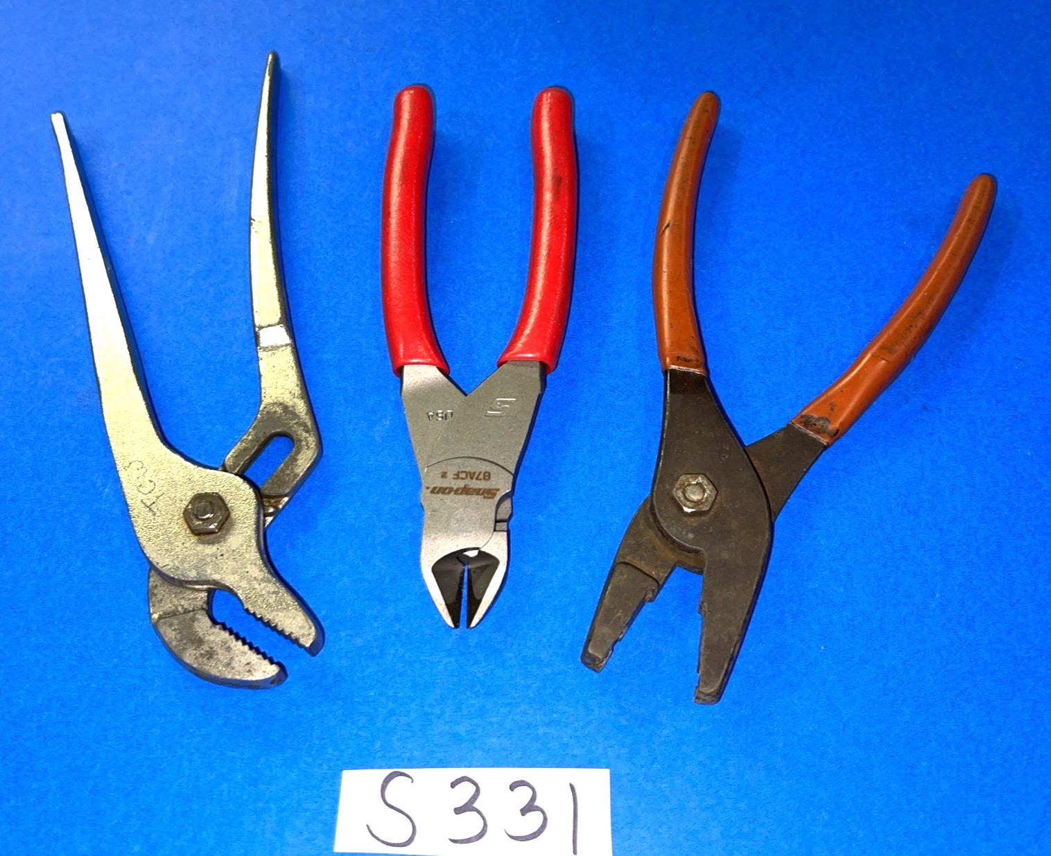 SNAP-ON TOOLS 3 PC. NEW DIAGONAL CUTTER & USED ADJUSTABLE JAW, HOSE CLAMP PLIERS