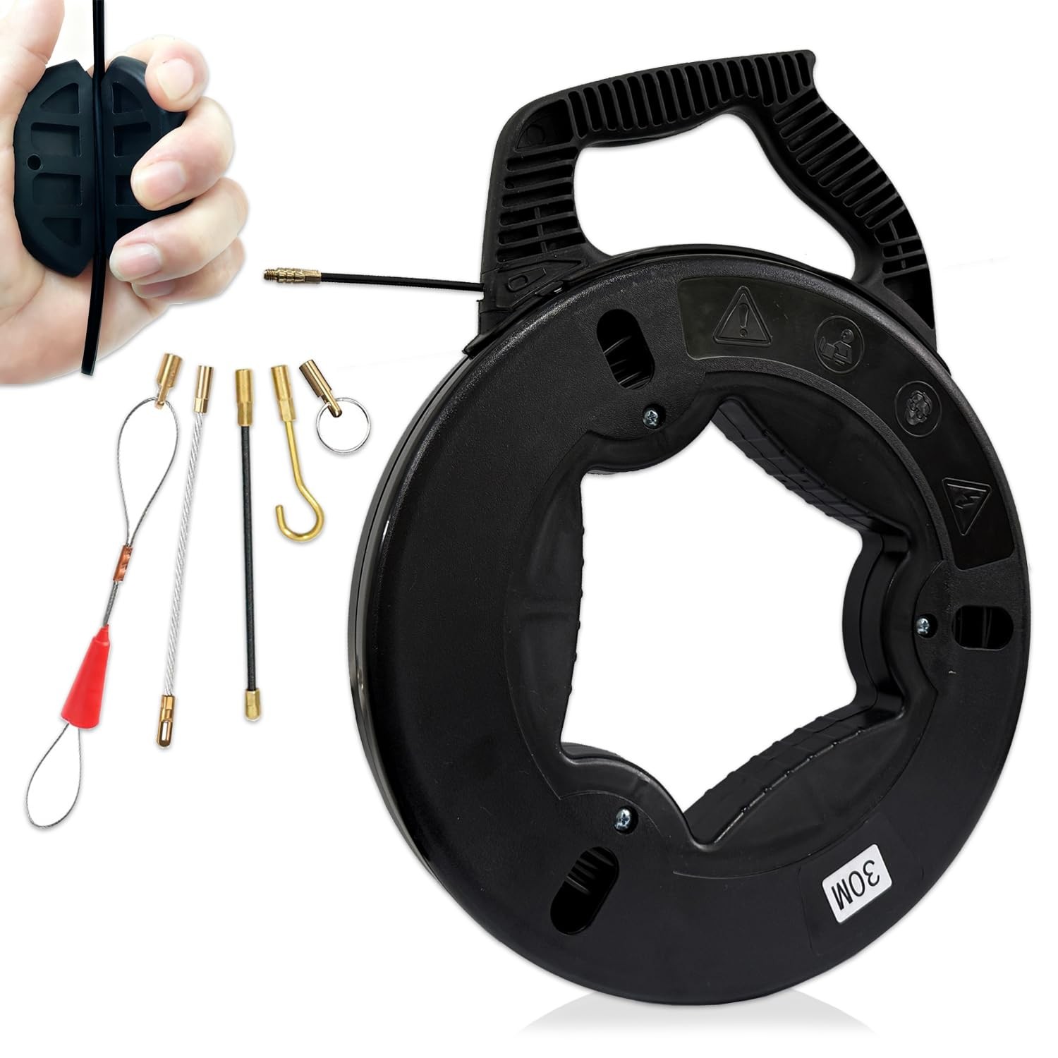 30m Fibreglass Cable Pulling Aid Cable Pulling Aid Fish Tape with Copper Head and 6…