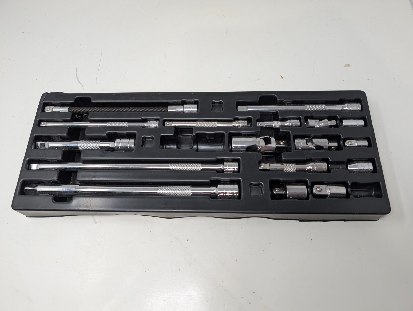 Husky Socket Extension Adapter Universal Joint Set 17 Pc 1/4 3/8 1/2 Drive (96)