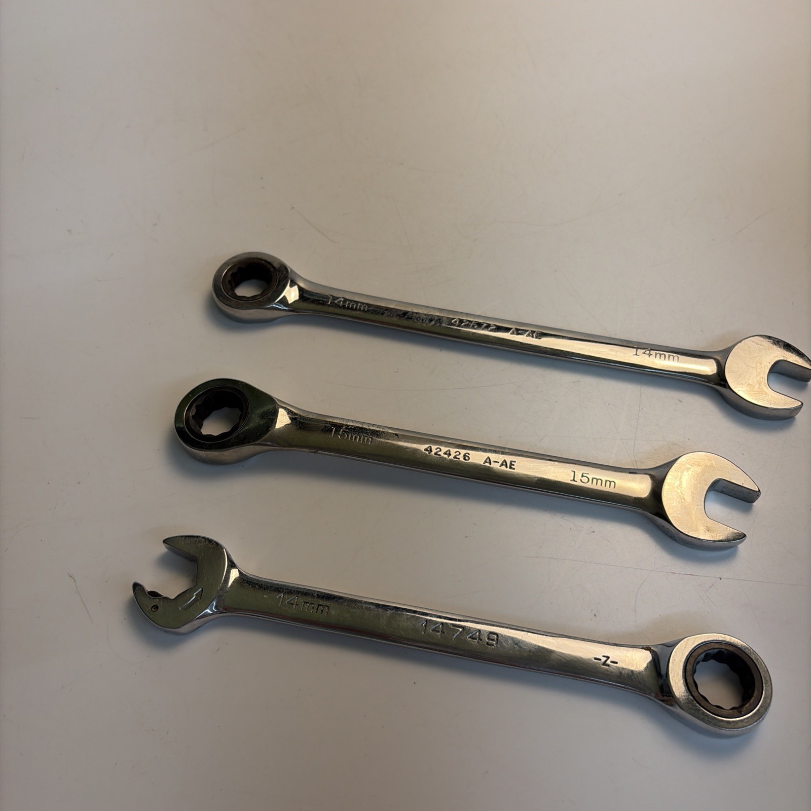 Craftsman Metric Ratcheting Combo Wrench Set 14mm 15mm USA Lot of 3