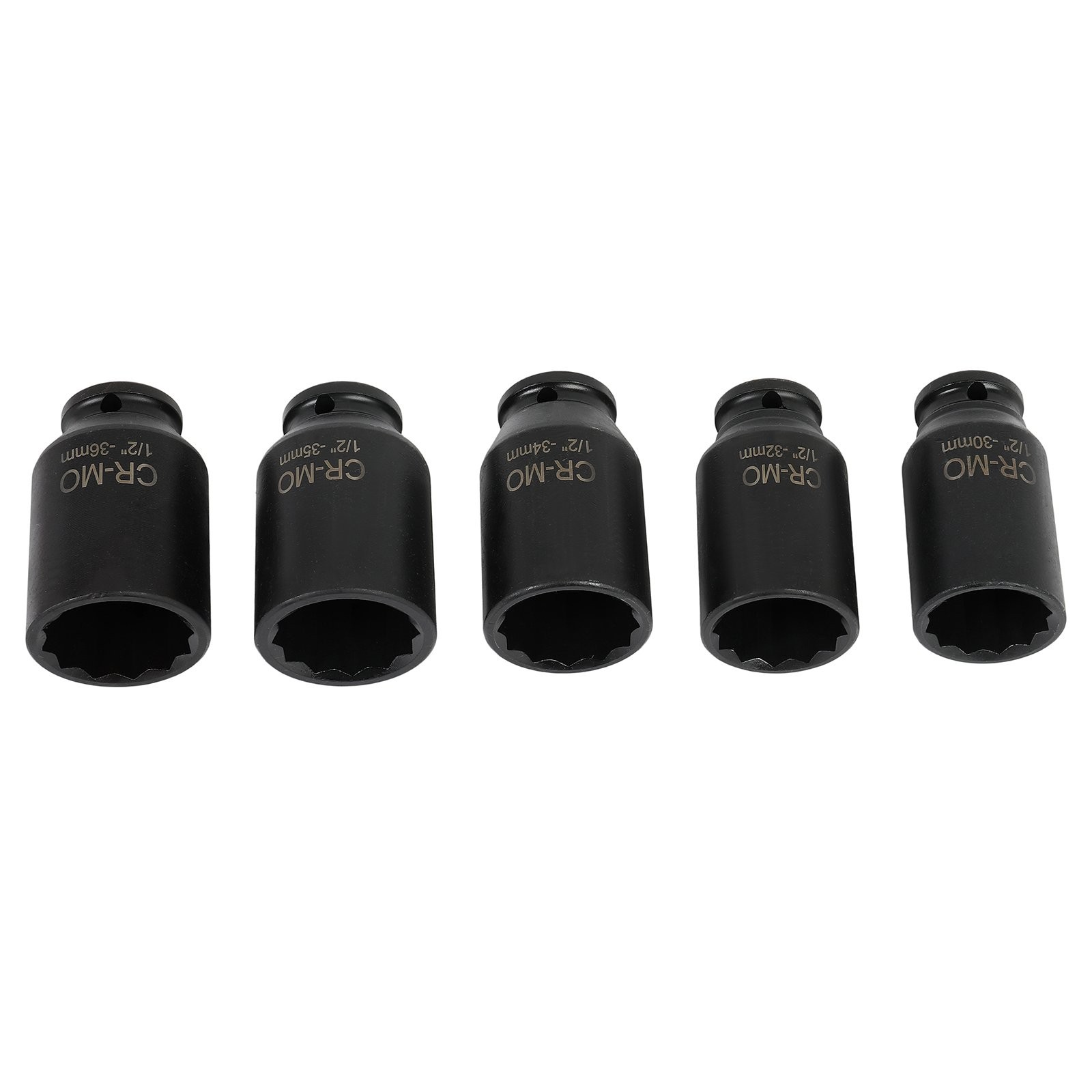 5pcs 1/2» Deep Spindle Axle Nut Socket Set 12 Point Metric 30 32 34 35 36mm