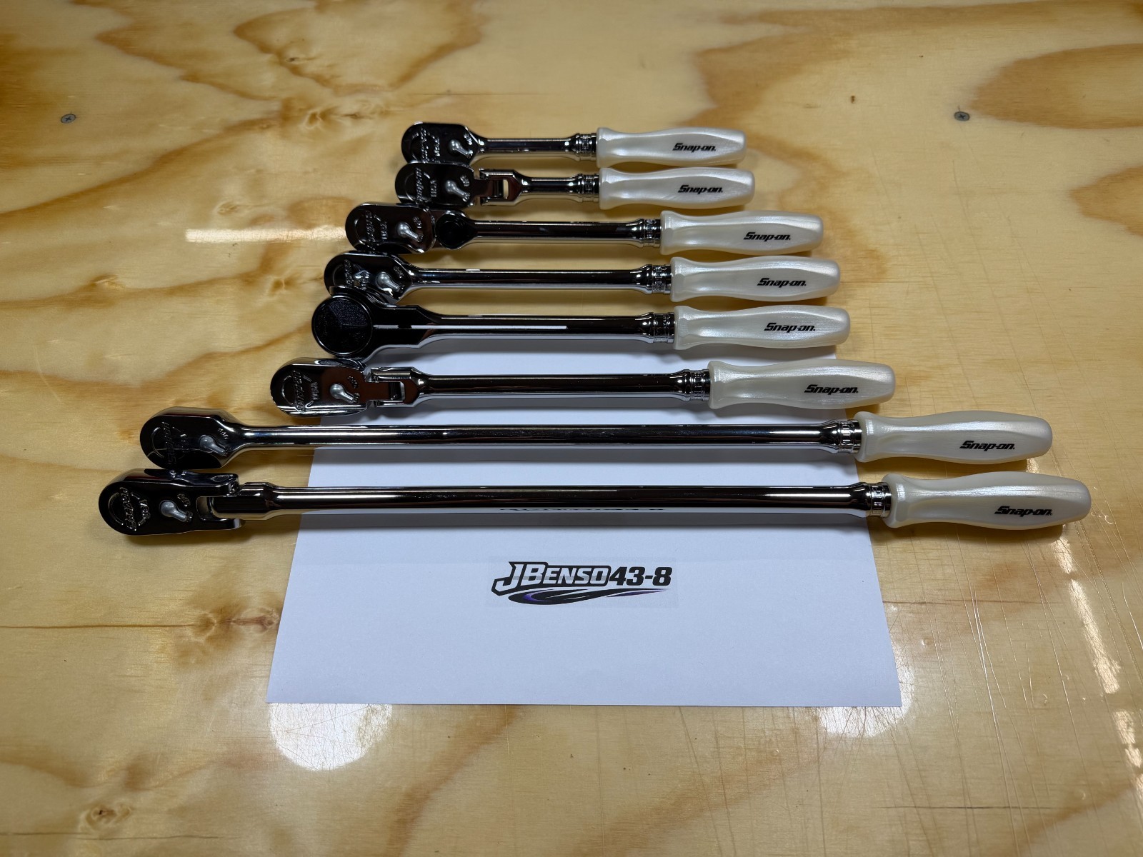 Snap-on Tools NEW RARE PEARL WHITE 8pc 3/8″ Drive Hard Grip Master Ratchet Set