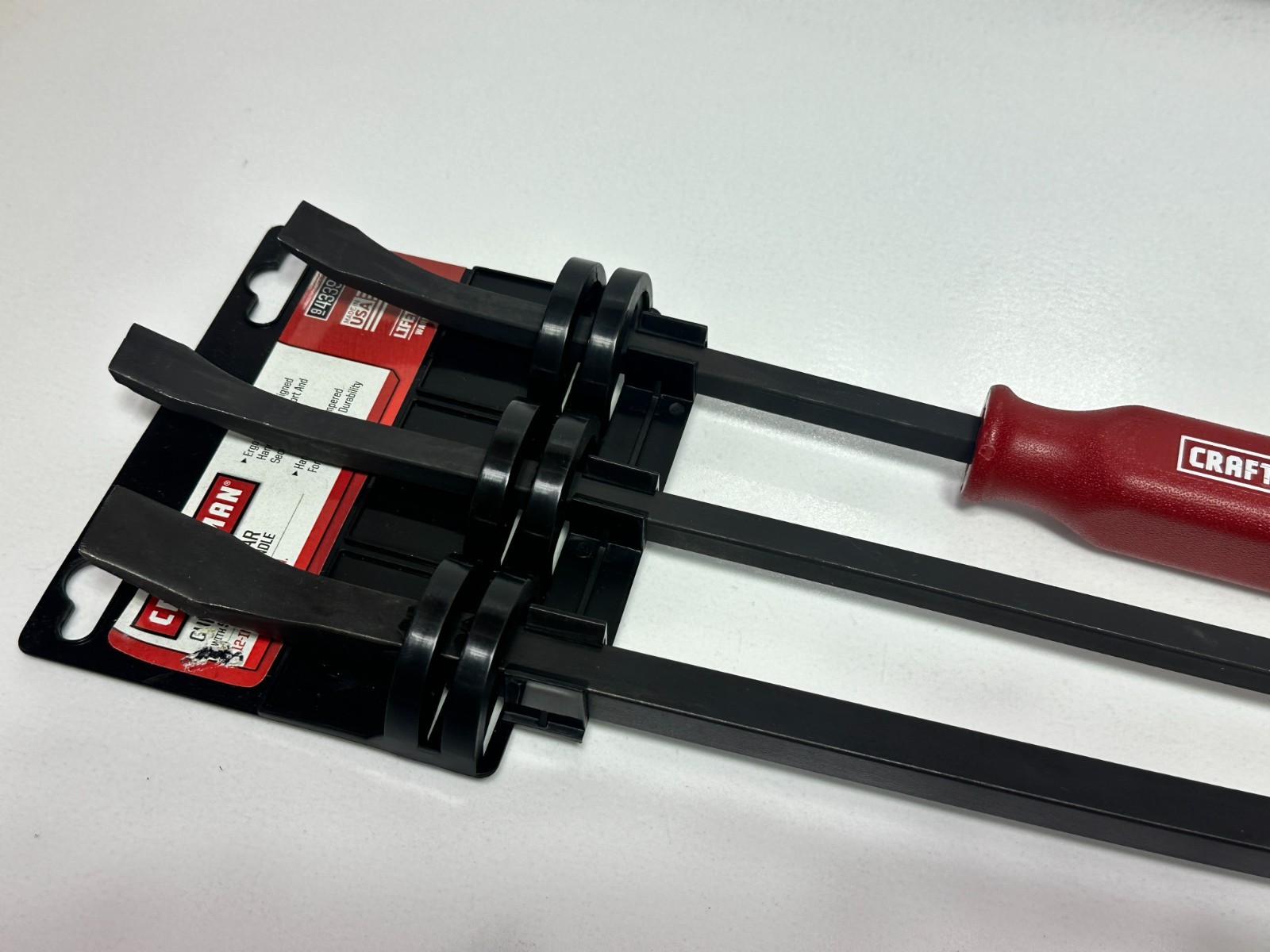 NEW Craftsman USA 43395 3pc RED Hard Handle Strike Cap Pry Bar Set – 12″ 17″ 25″