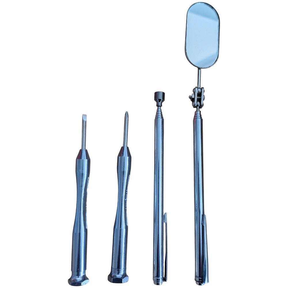 4PC – Telescopic Extending Inspection Mirror Oval Mechanics Tool Kit