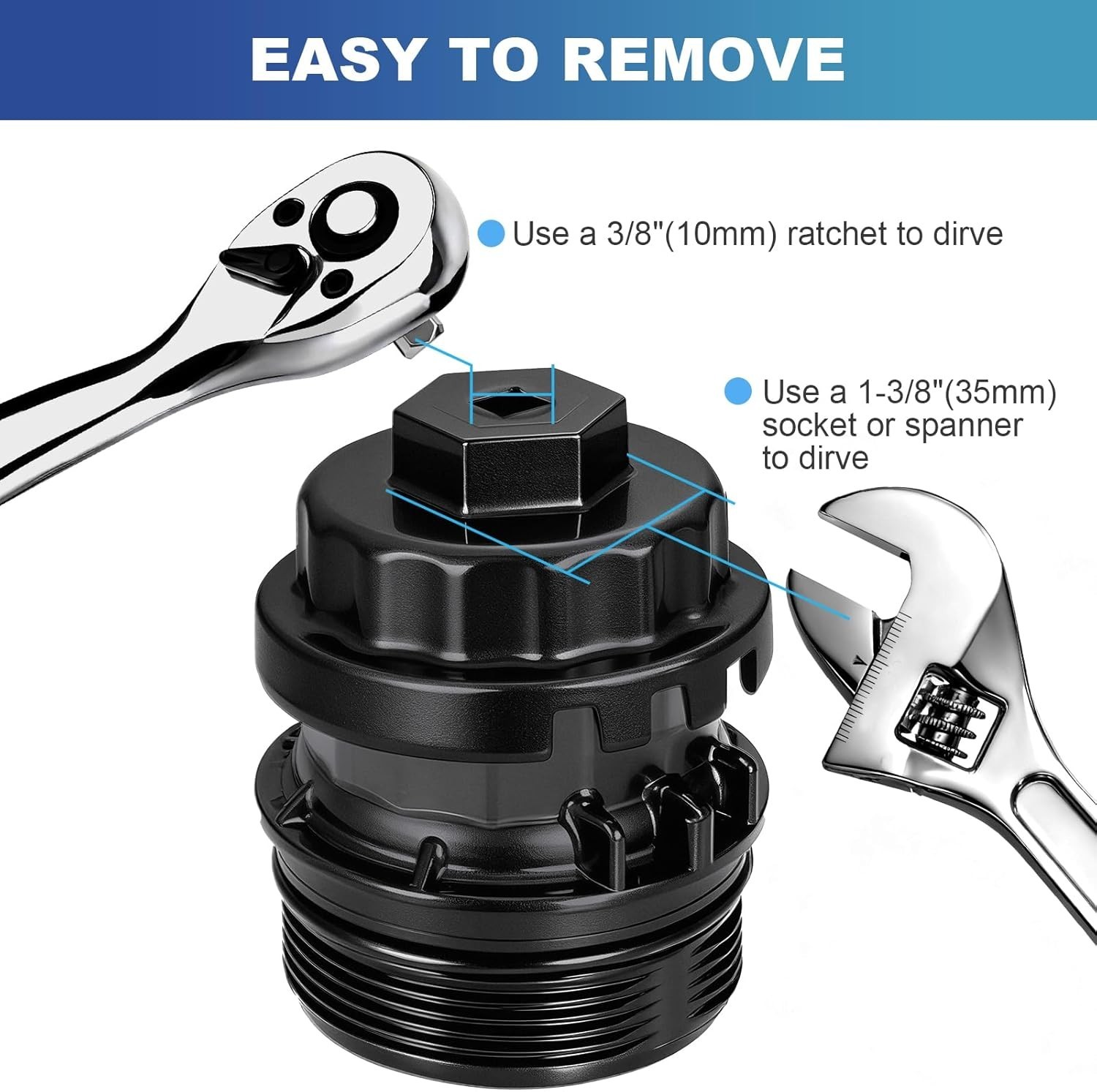 Oil Filter Cap Wrench Cup Socket Remover Tool 64MM 14 Flutes For Toyota Lexus