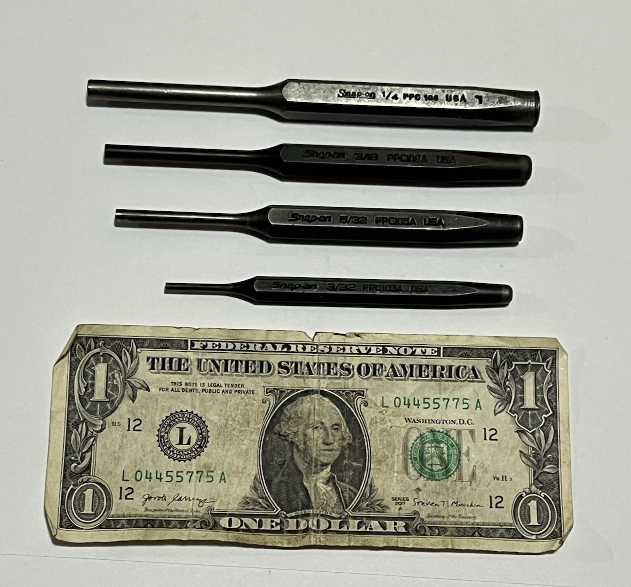 Snap On Pin Punch Set 4 pc 3/21 – 5/32 – 3/16 – 1/4 USA