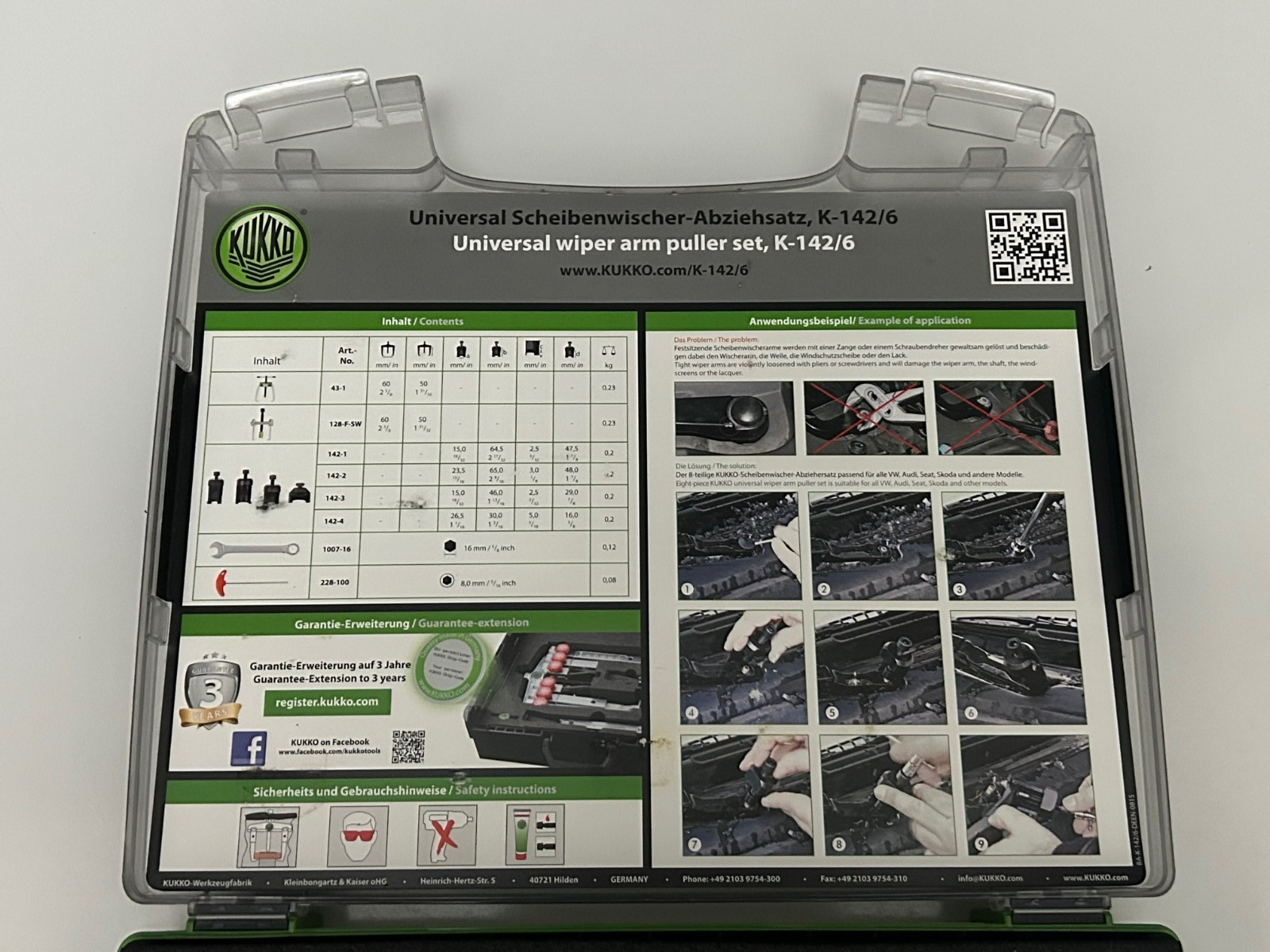 Kukko 10 Piece Manuel Universal Wiper Arm Puller Set K-142/6 GERMANY w/ Case NEW