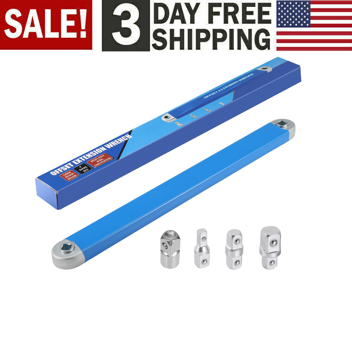 Ratchet Spanner Wrench Set Metric and Imperial System Offset Extension Tool