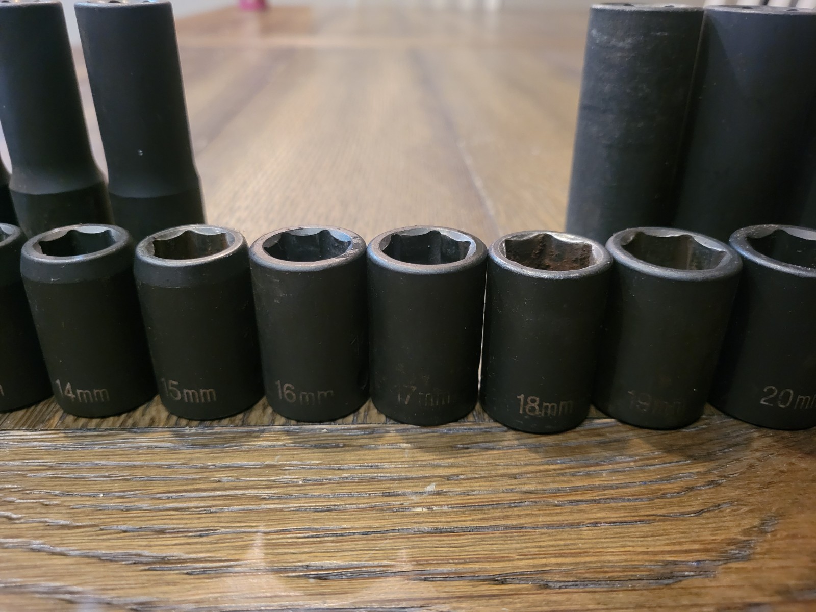 Grey Pneumatic 1/2″ Drive Metric Impact Sockets. Shallow And Deep With Extension