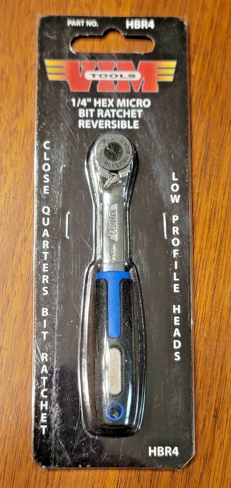 VIM 1/4″ Hex Low Profile Reversible Micro Ratchet w/ Soft Grip Handle #HBR4