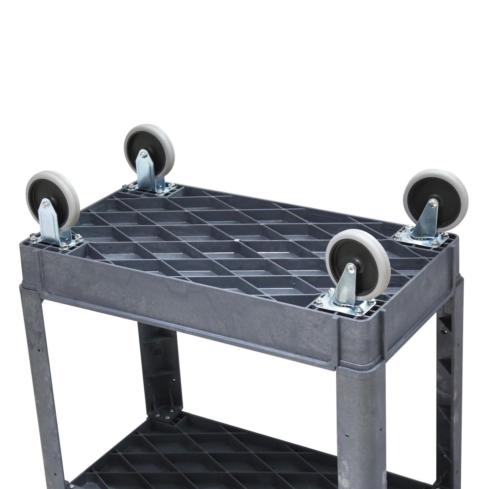 Gray Plastic Utility Cart 2 Shelves, 500lBS 30″Width 40″Height 17″Depth Antiskid