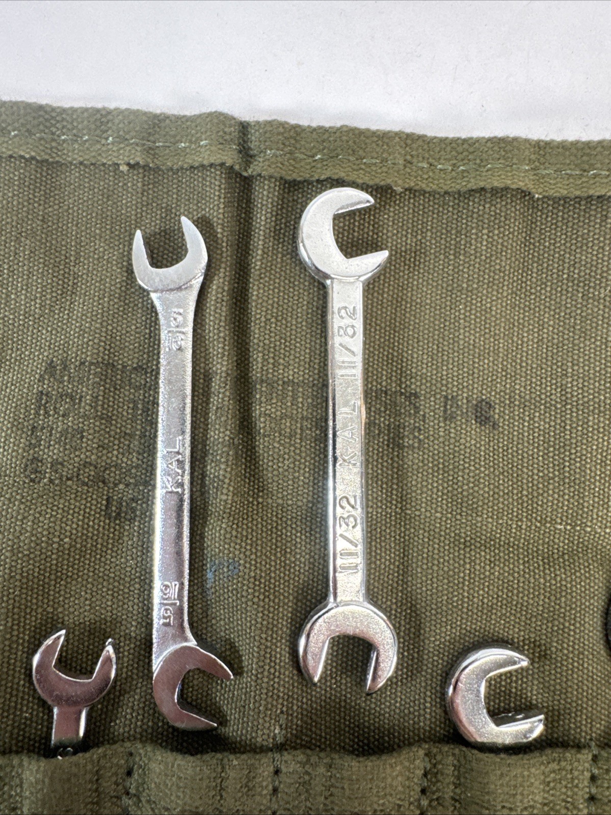 KAL AKE USA SAE Ignition Wrench Set 10pc Canvas Roll Military