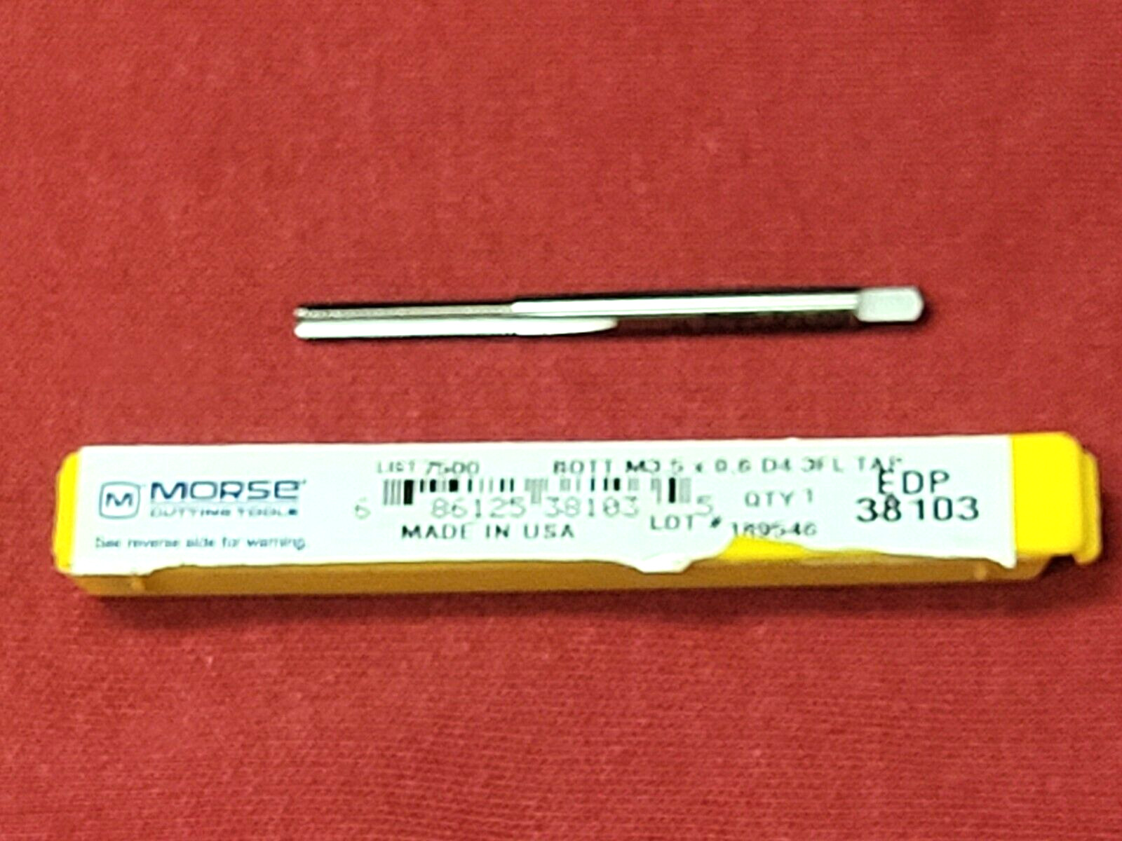 M3.5 X 0.6 Metric Bottom Tap Morse MT3838103 HSS 3FL RH D4 USA 3.5MM X 0.60
