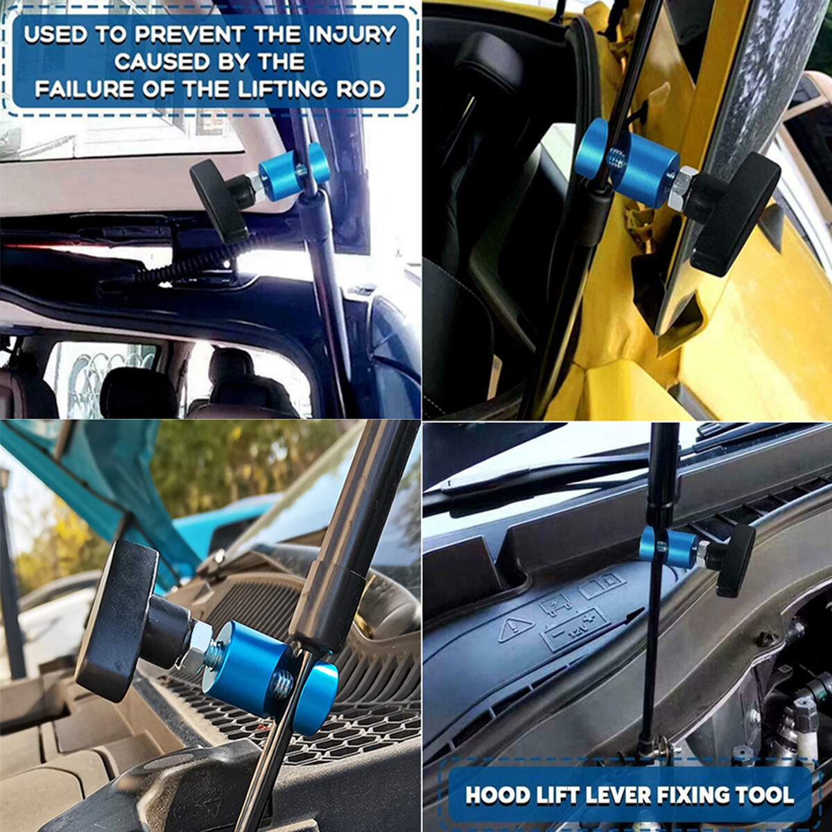 2PCS Automotive Hood Lift Rod Support Clamp Prop Strut Stopper Repair Fixed Tool