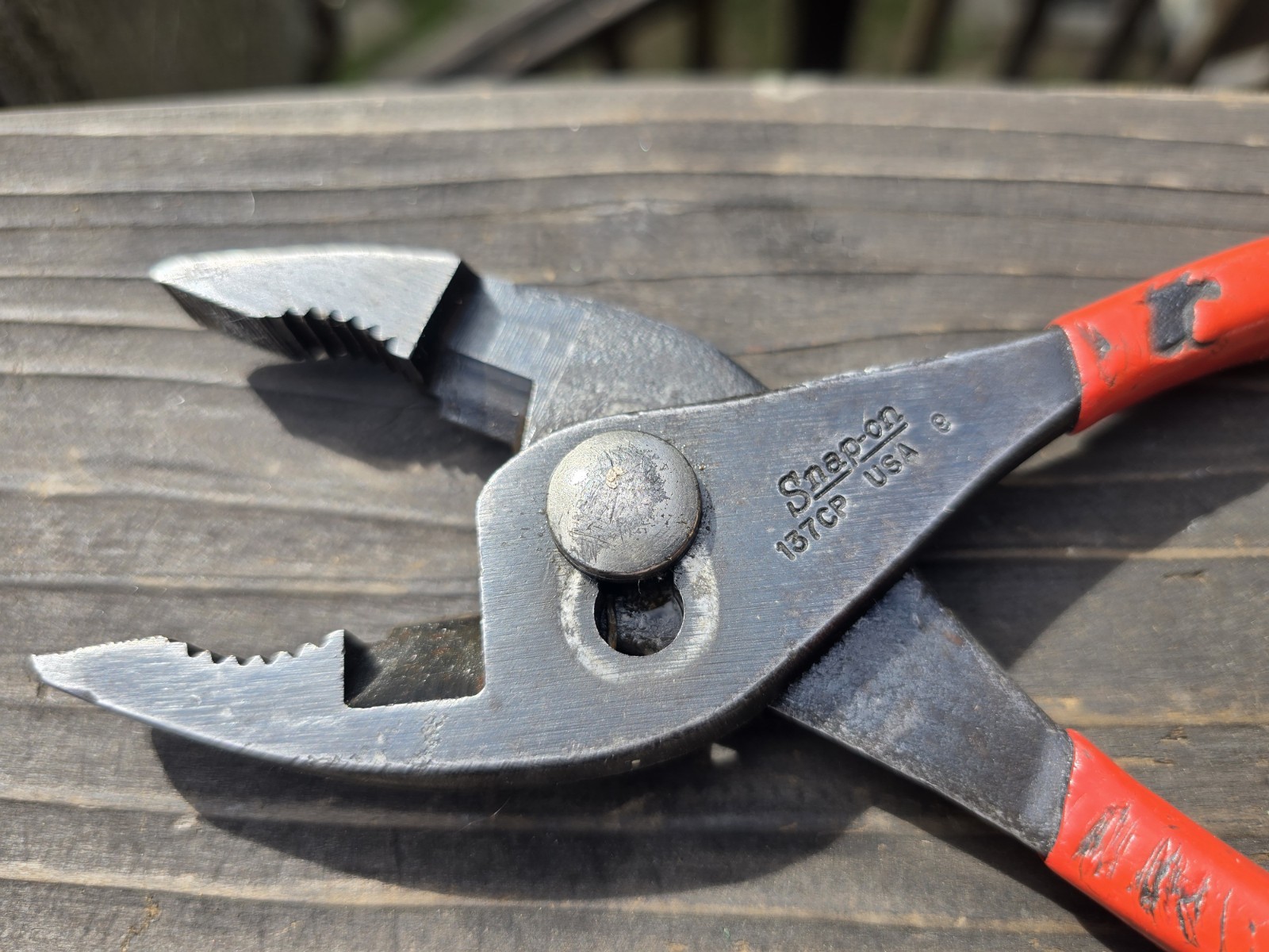Snap-On Tools 8″ RED Soft Grip Slip-Joint Pliers with Cutters 137 CP