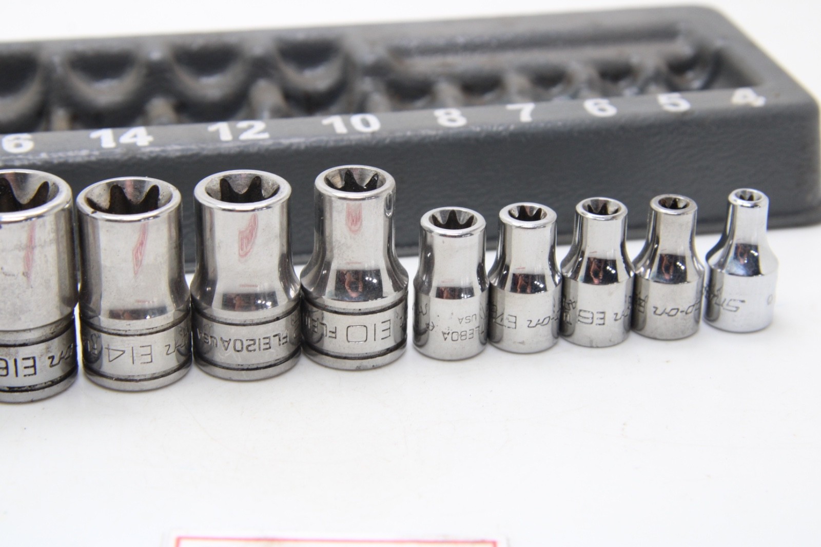 Snap-on FLE/TLE 10 Piece 1/4″ 3/8″ Drive Inverse Torx Socket Set Chrome USA