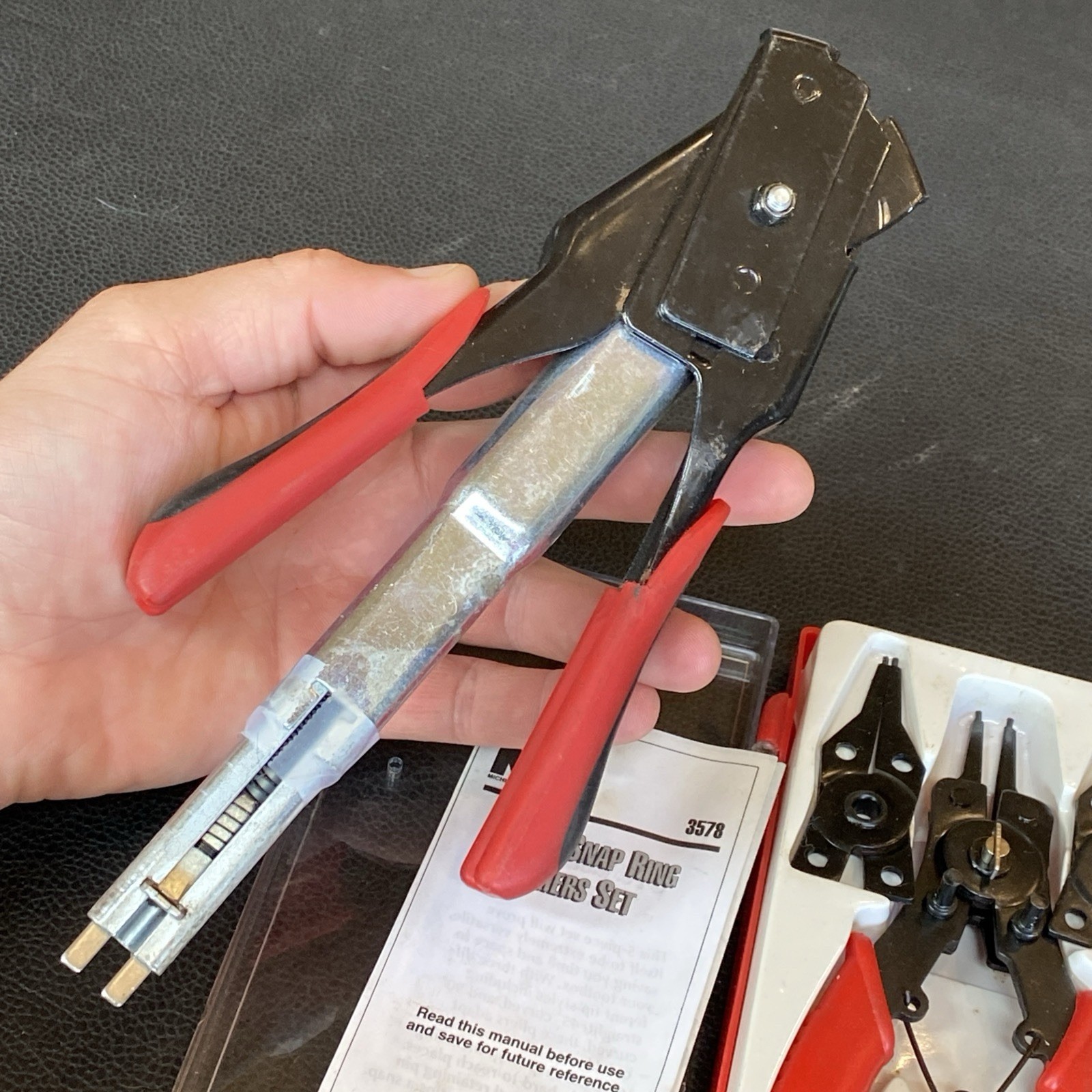 Mit 5 PC Tip Snap Ring Pliers & Spring Loaded Hog Ring Pliers Kit Set Lot Tools