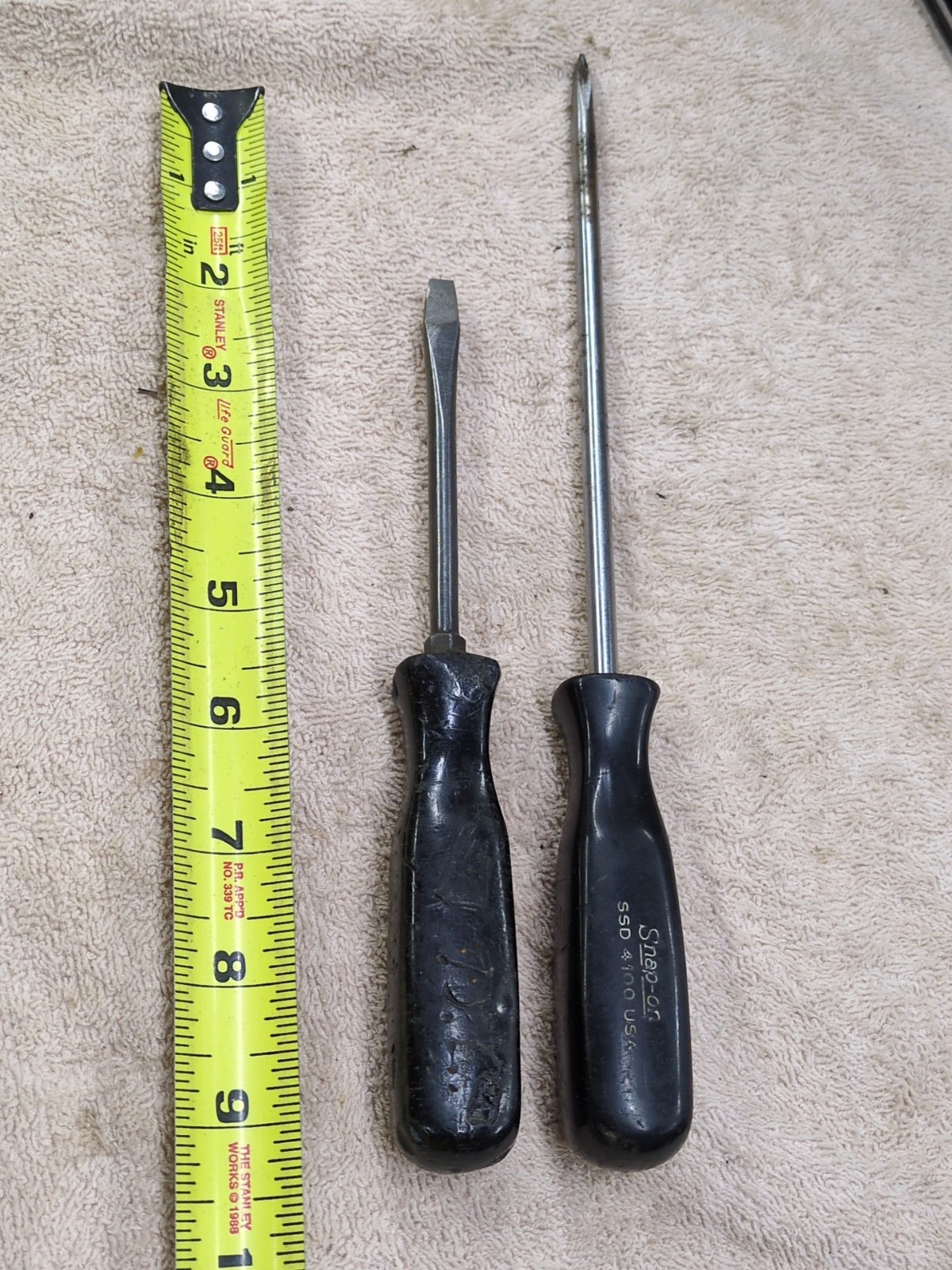 2- Snap-On Flat Slotted Screwdriver SSD4100 13.5 Inch Long & SSD4 7.5 Inch Long