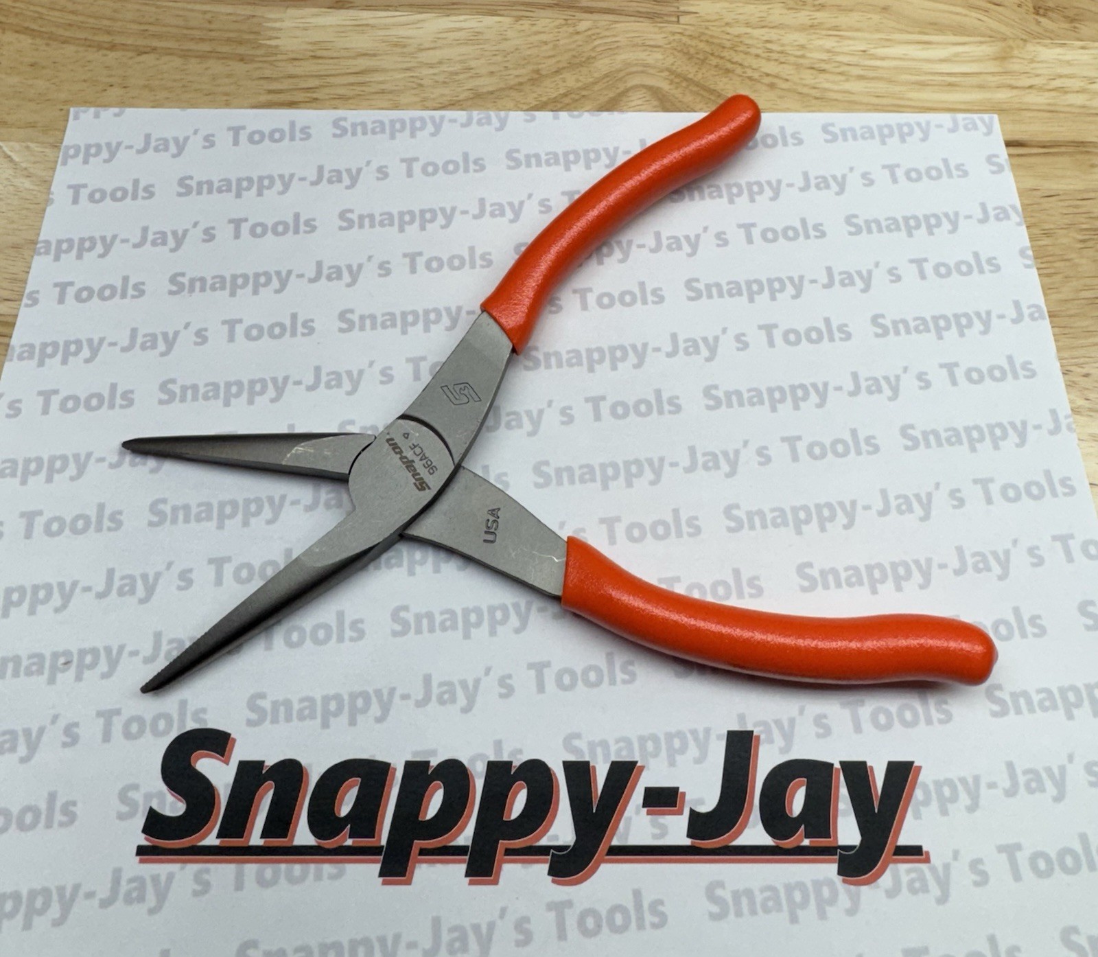 Snap-On Tools USA NEW ORANGE Soft Grip 8″ Talon Grip Needle Nose Pliers 96ACFO