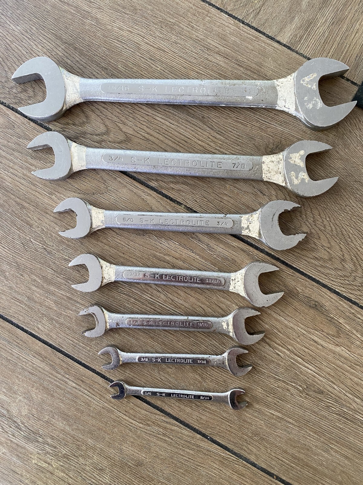 Vintage S-K Tools Lectrolite 7pc SAE Wrench Set USA +FAST SHIPPING!