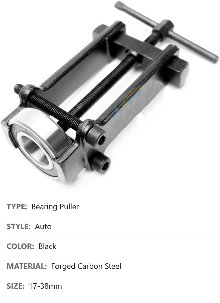 2-Jaw Bearing Gear Puller, 17-38mm, Adjustable Arms, Detachable Crossbar