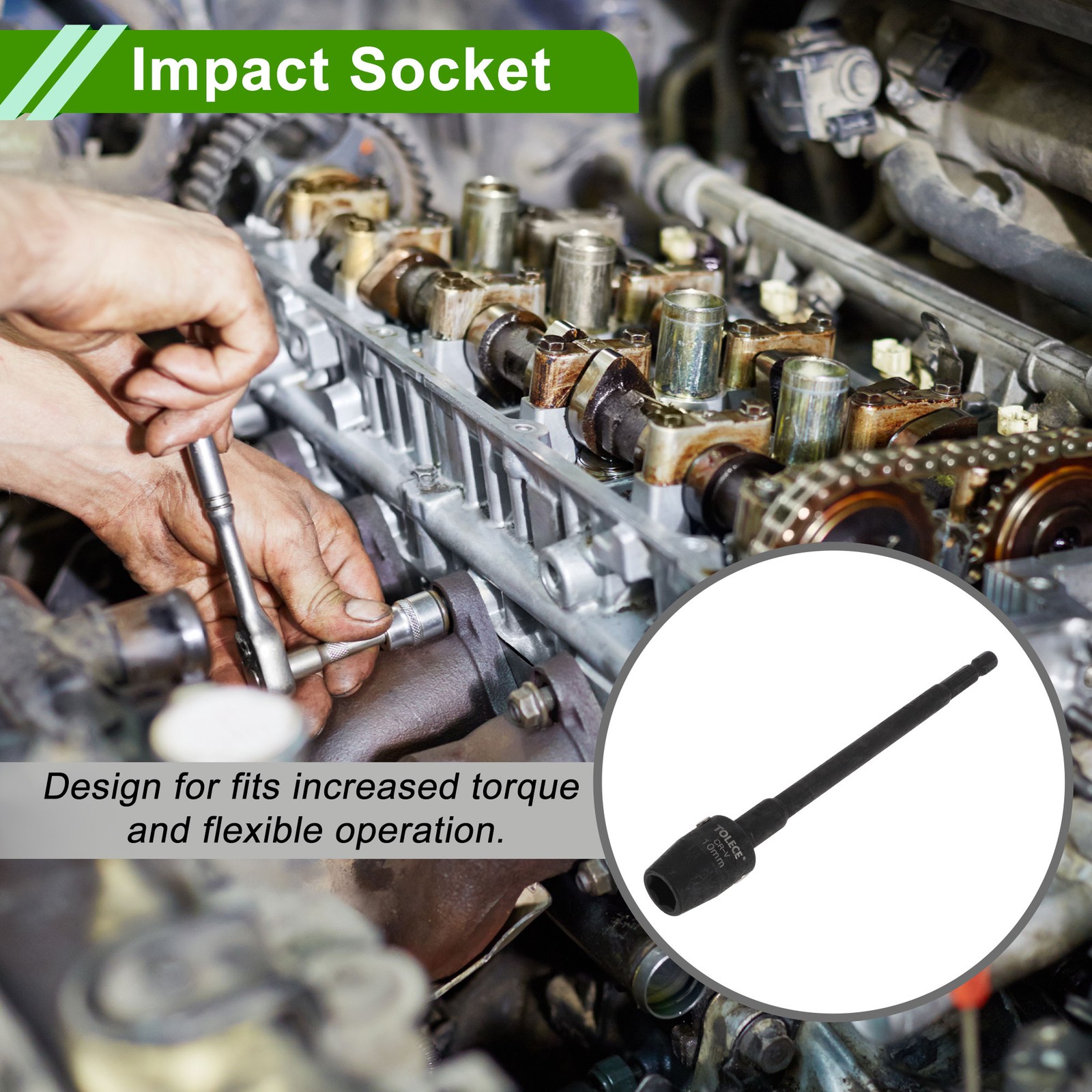 Universal Impact Socket 10mm 6 Point 150mm CR-V Black 1 Pcs