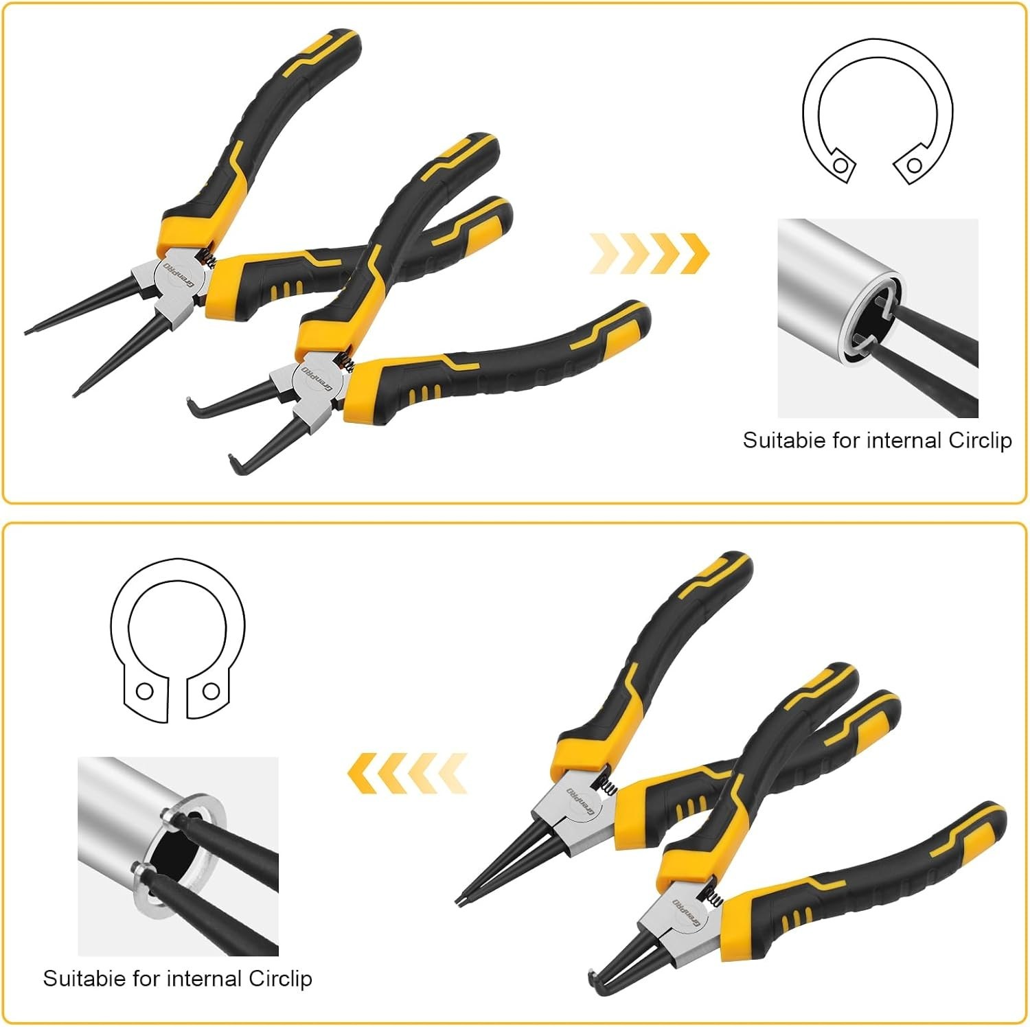 4-Piece Snap Ring Pliers Set – 7-Inch Chrome Vanadium Steel with Storage Pouch