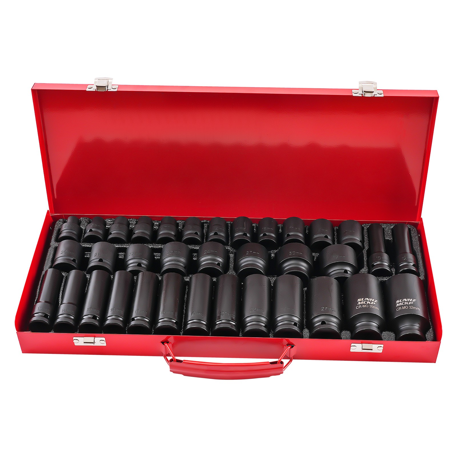 35pc 1/2″ Deep Impact Socket Set Drive 8mm-32mm 6 Point Metric Garage Tools New