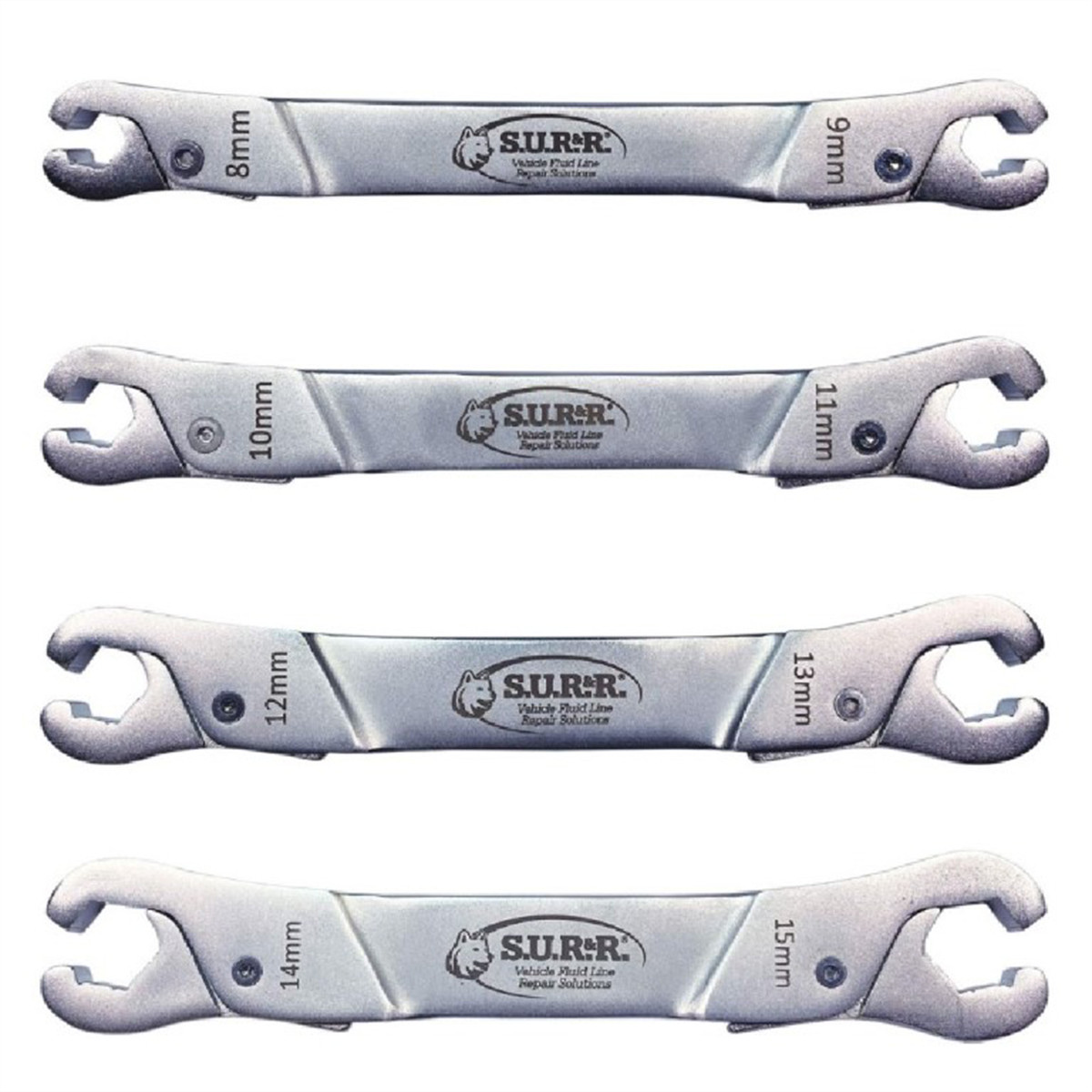 4-Piece set of versatile line wrenches featuring unique ratcheting push on / pul