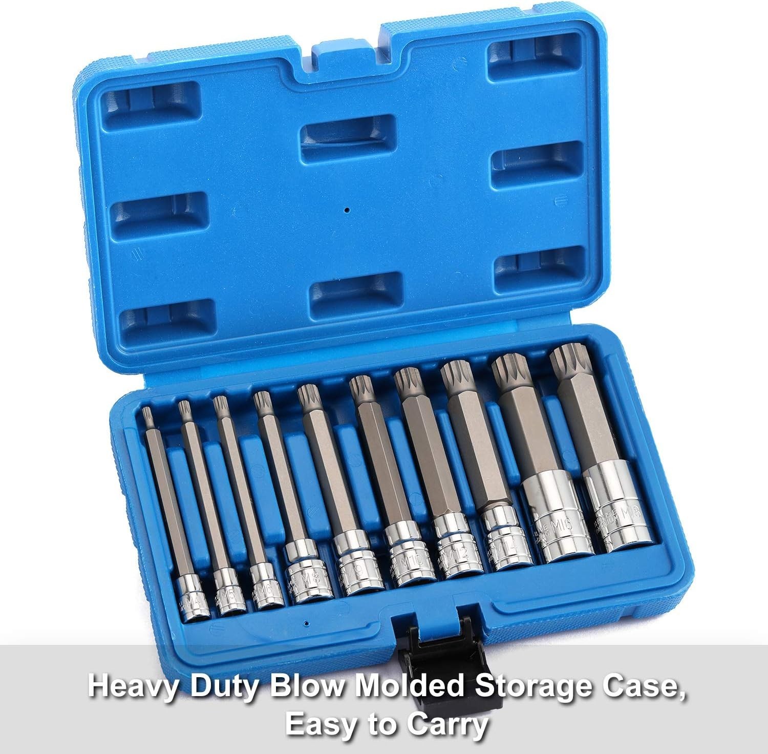 10PC XZN Triple Square 12 Point Spline Bit Socket Set Tamper Proof Extra Long MM